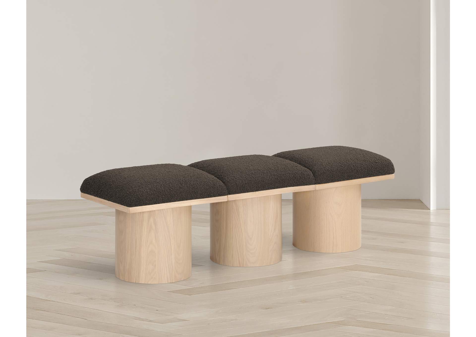 Pavilion Brown Boucle Fabric Bench image 3