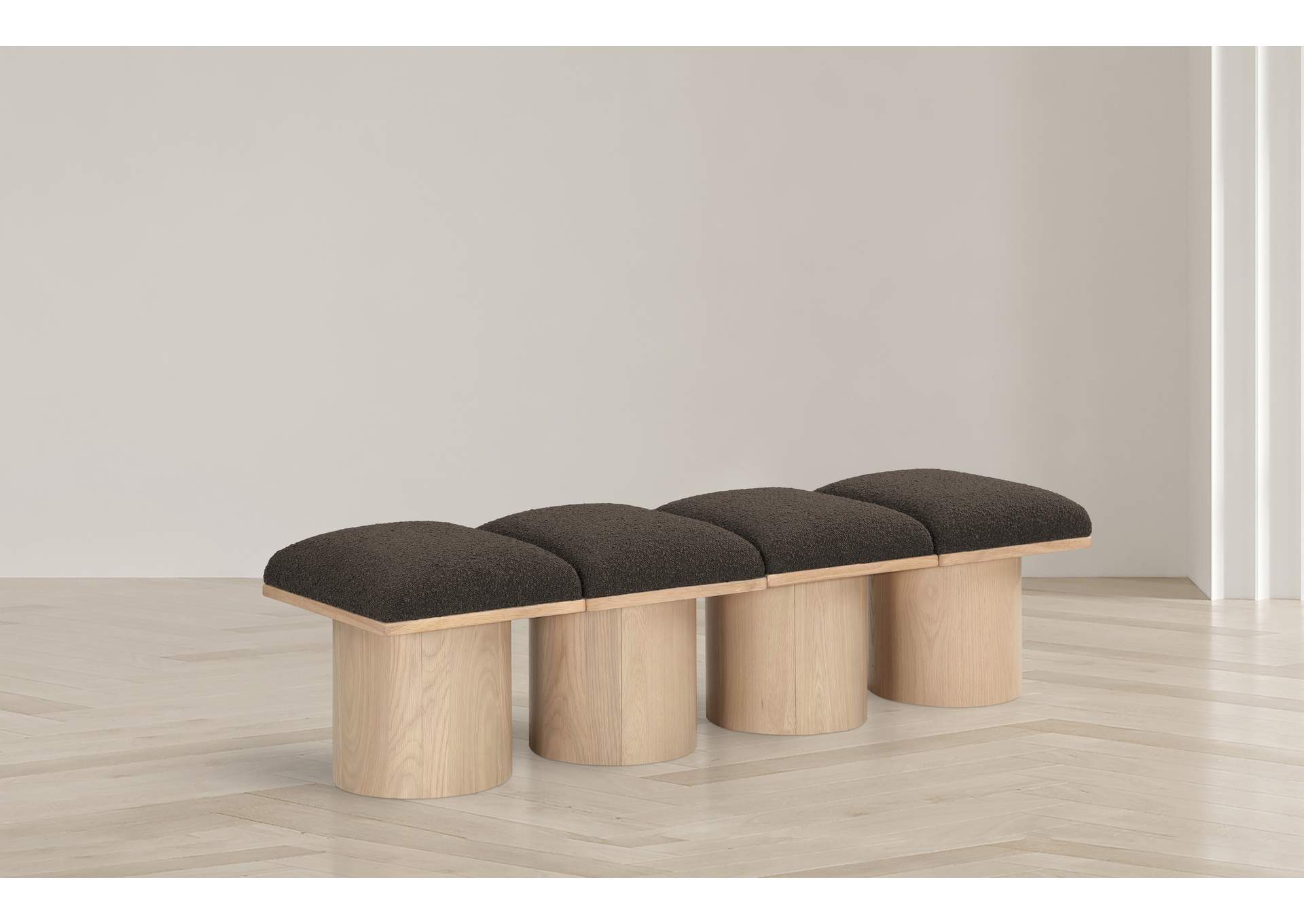 Pavilion Brown Boucle Fabric Bench