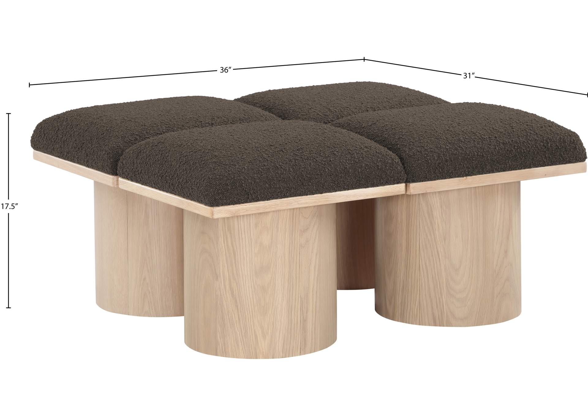 Pavilion Brown Boucle Fabric Bench image 7