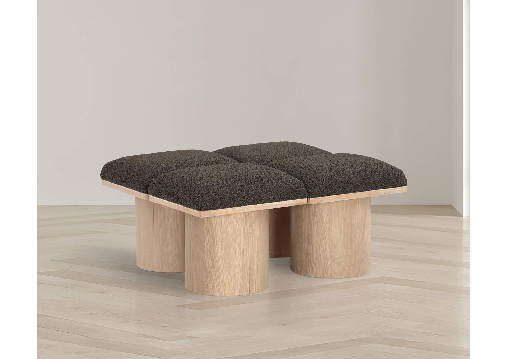 Pavilion Brown Boucle Fabric Bench image 3
