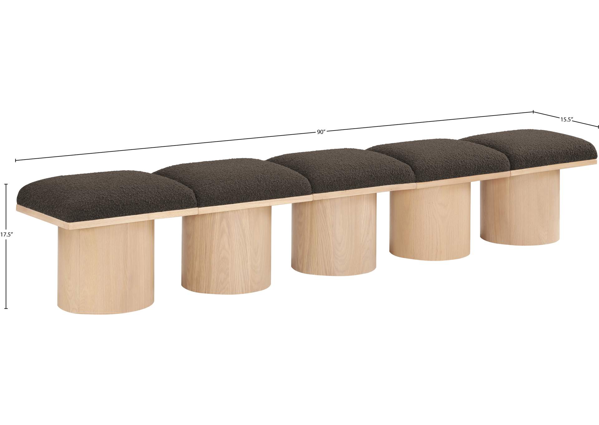 Pavilion Brown Boucle Fabric Bench image 8