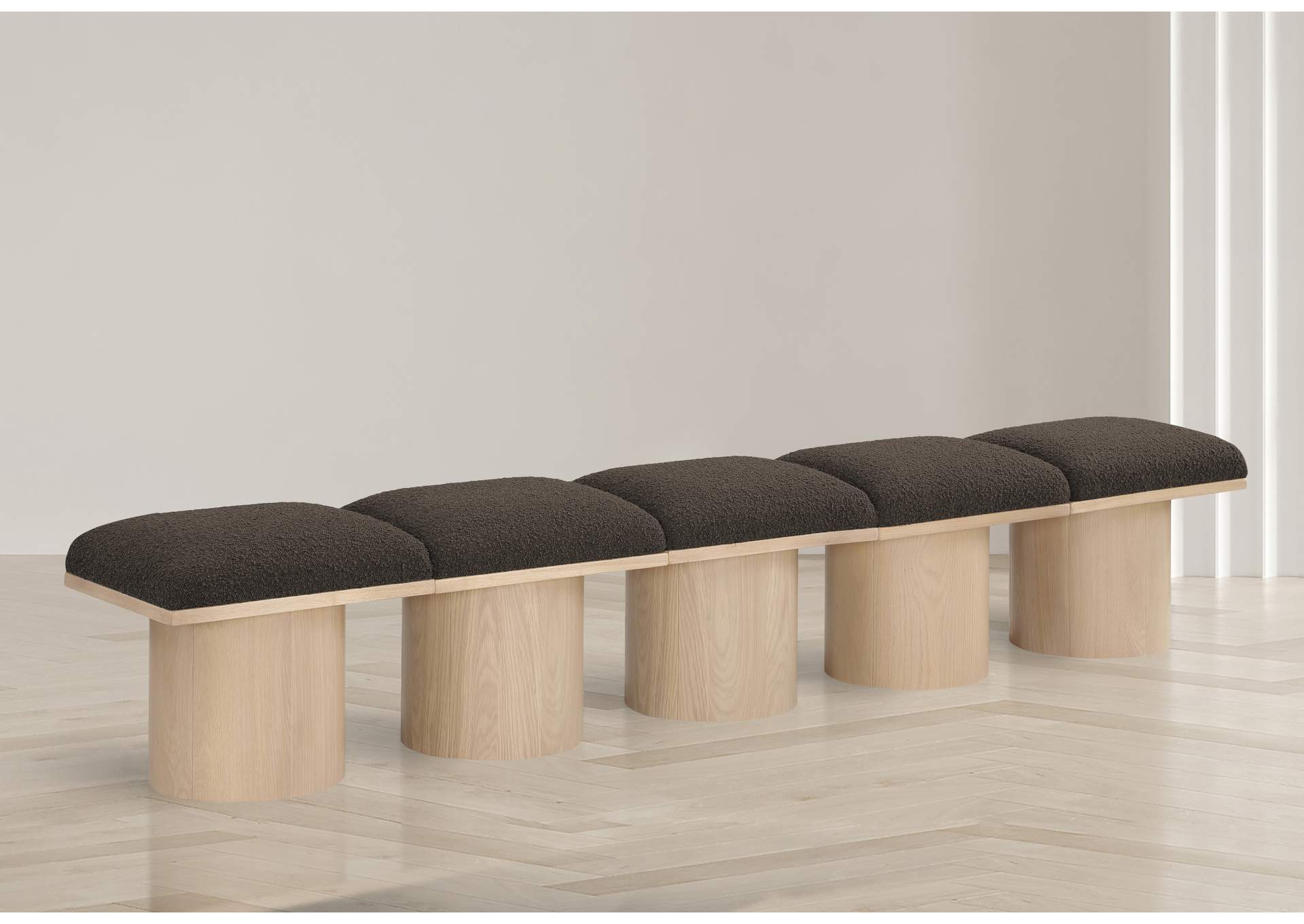 Pavilion Brown Boucle Fabric Bench image 3