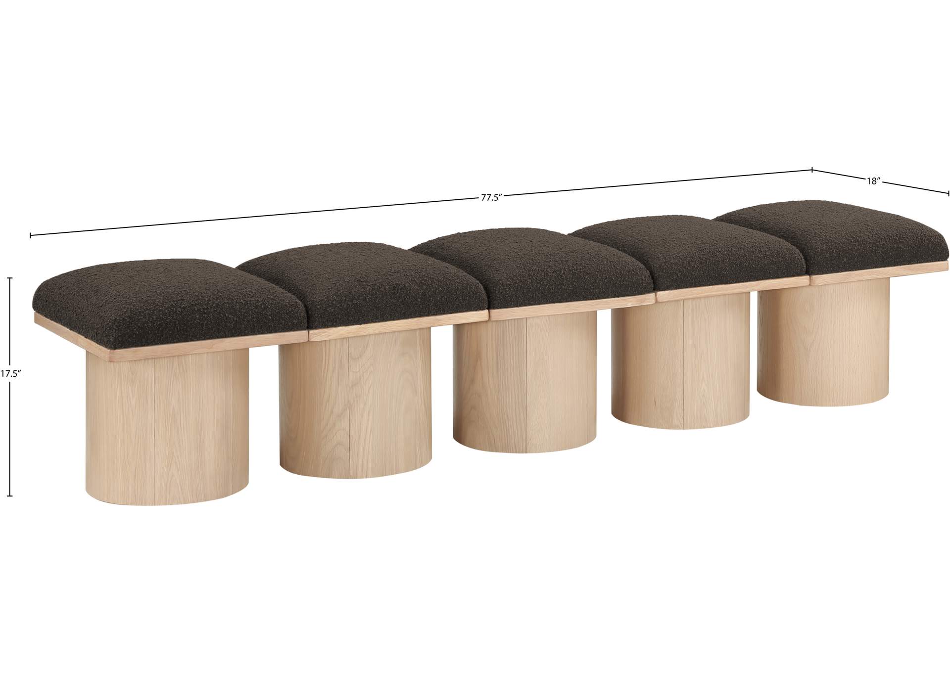 Pavilion Brown Boucle Fabric Bench image 7