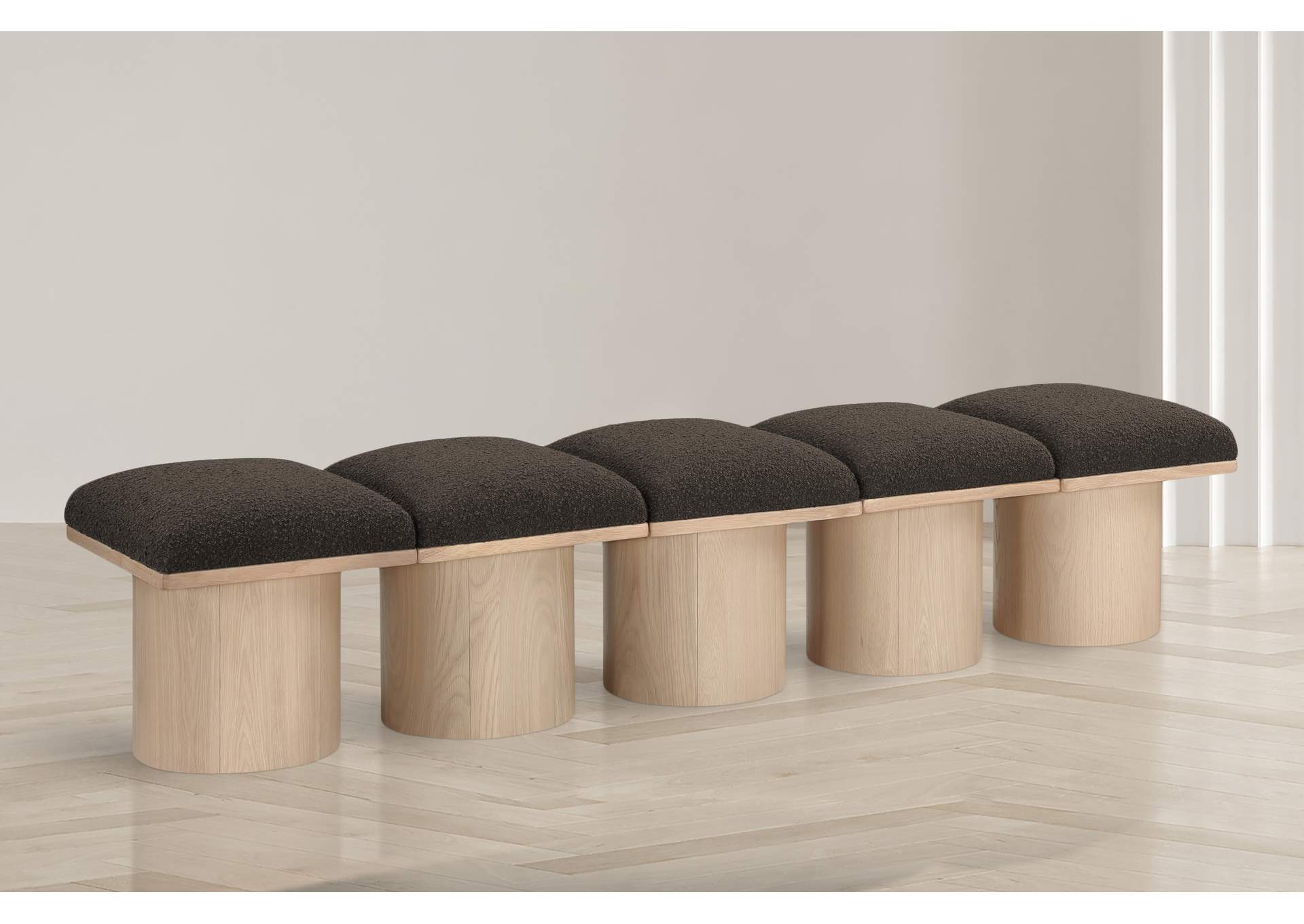 Pavilion Brown Boucle Fabric Bench image 3