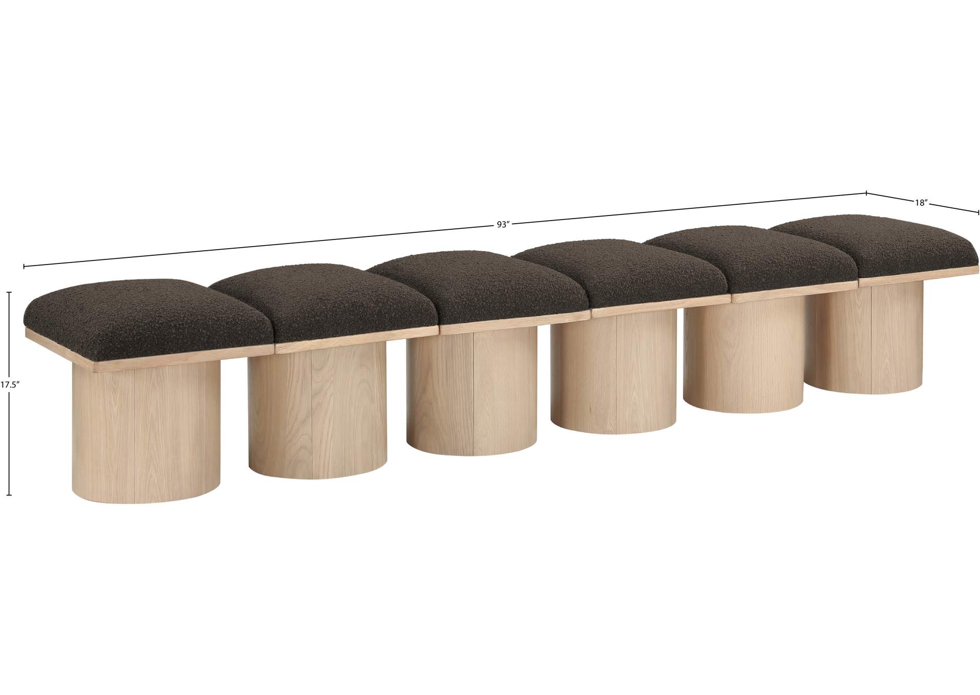 Pavilion Brown Boucle Fabric Bench image 7