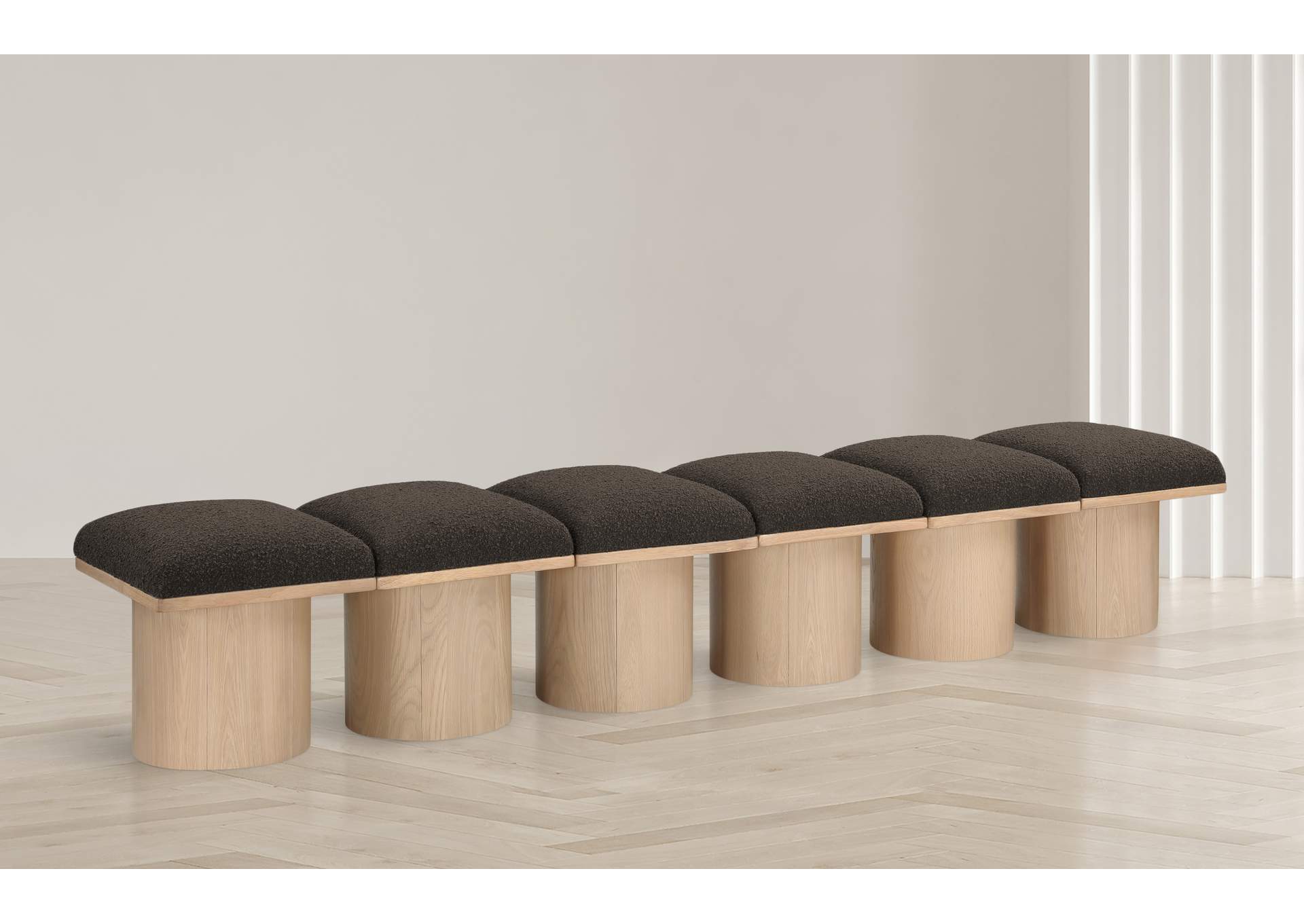 Pavilion Brown Boucle Fabric Bench image 3
