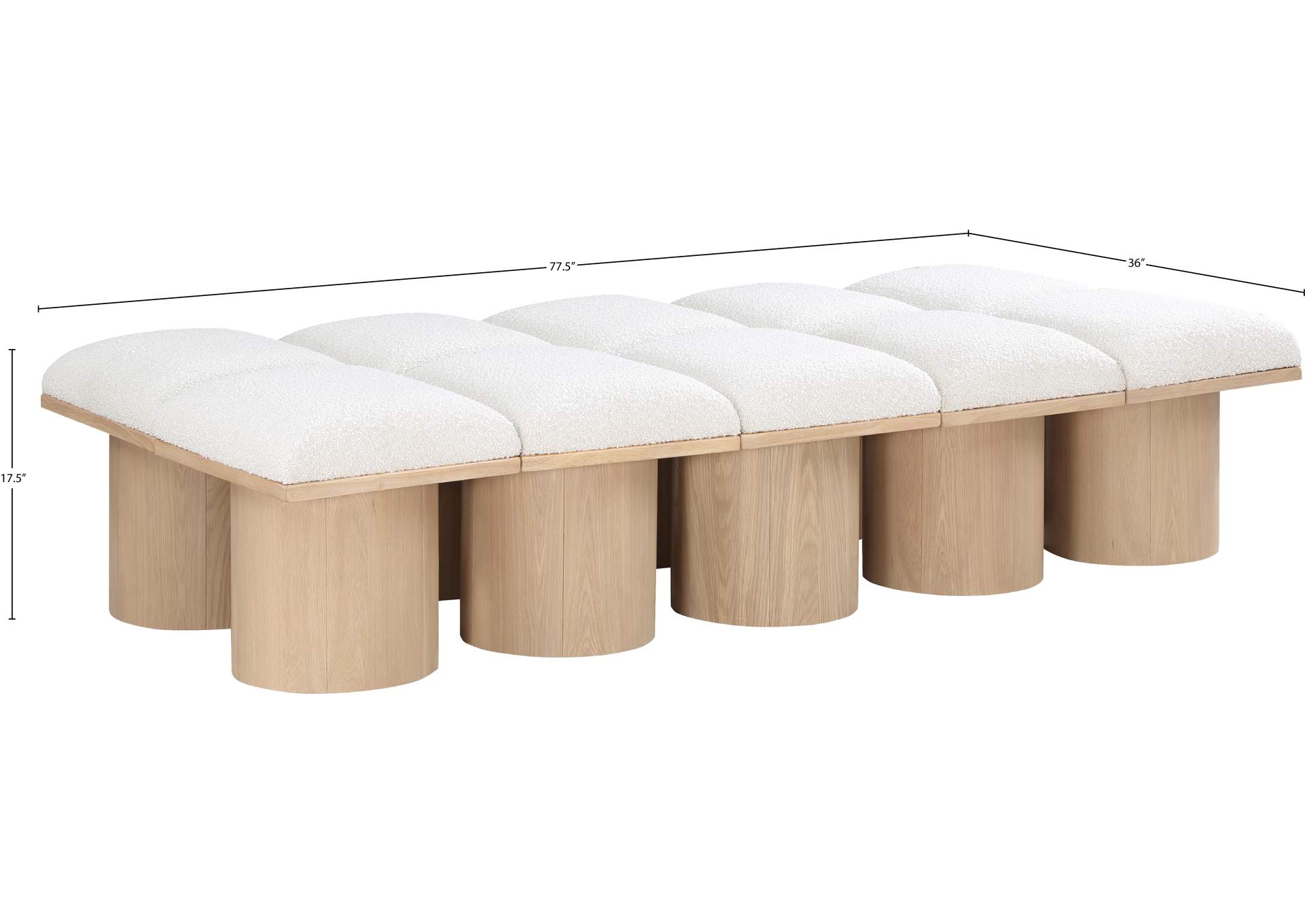 Pavilion Cream Boucle Fabric Bench image 8