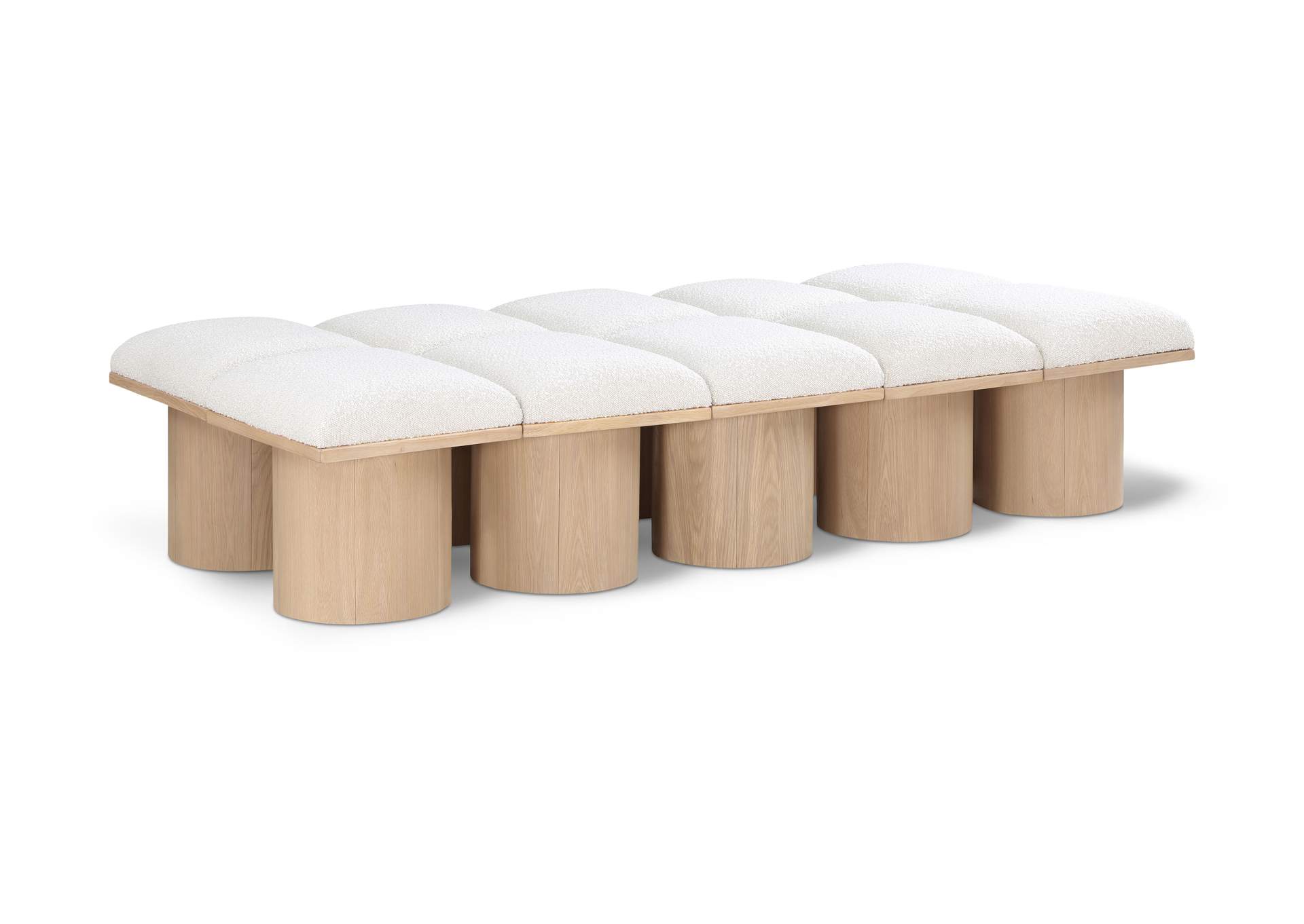Pavilion Cream Boucle Fabric Bench image 1