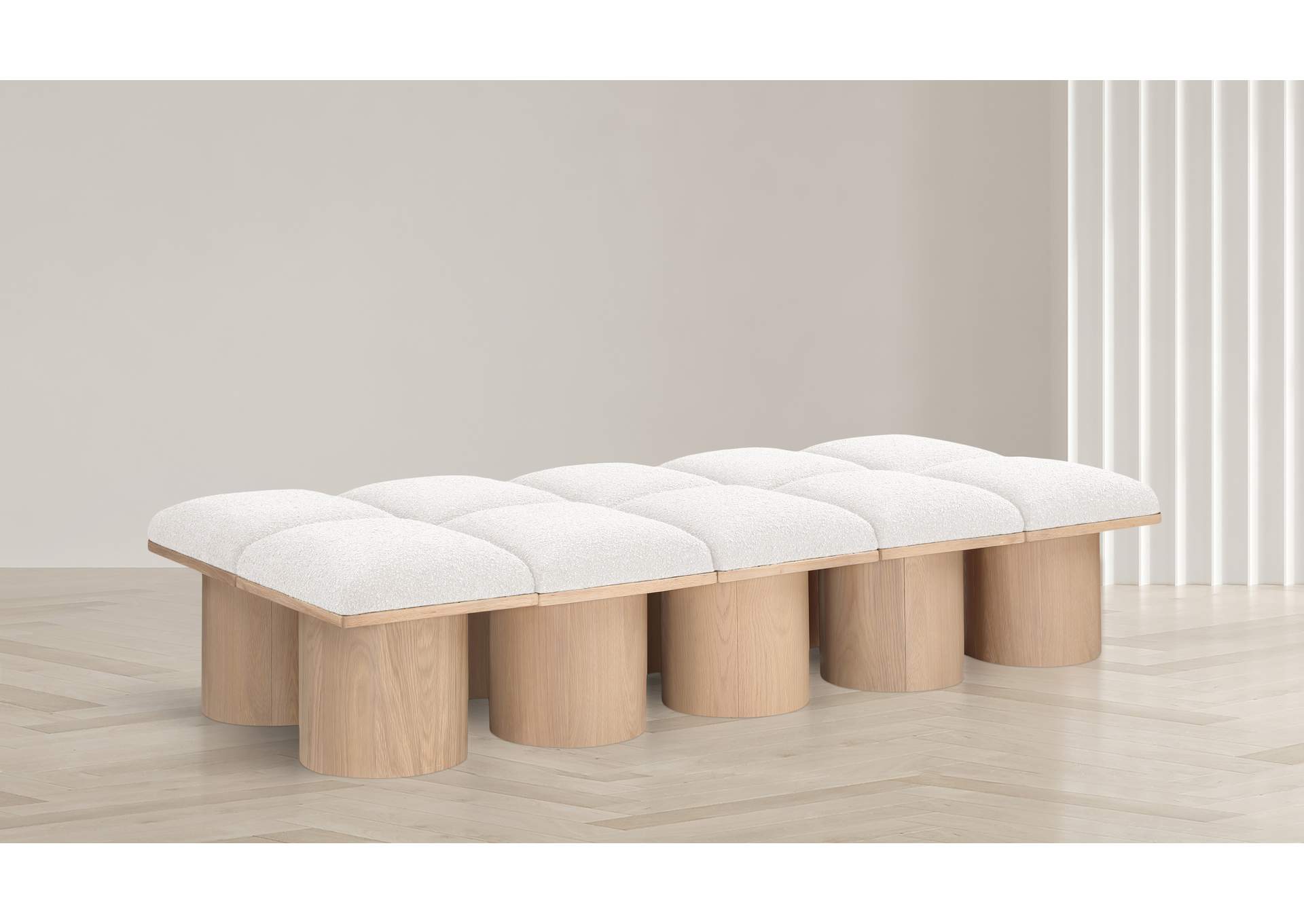 Pavilion Cream Boucle Fabric Bench image 3