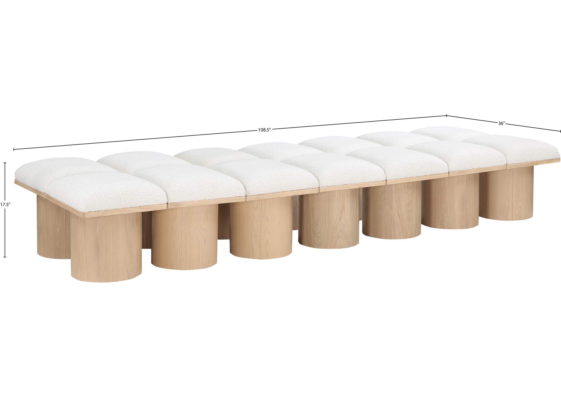 Pavilion Cream Boucle Fabric Bench