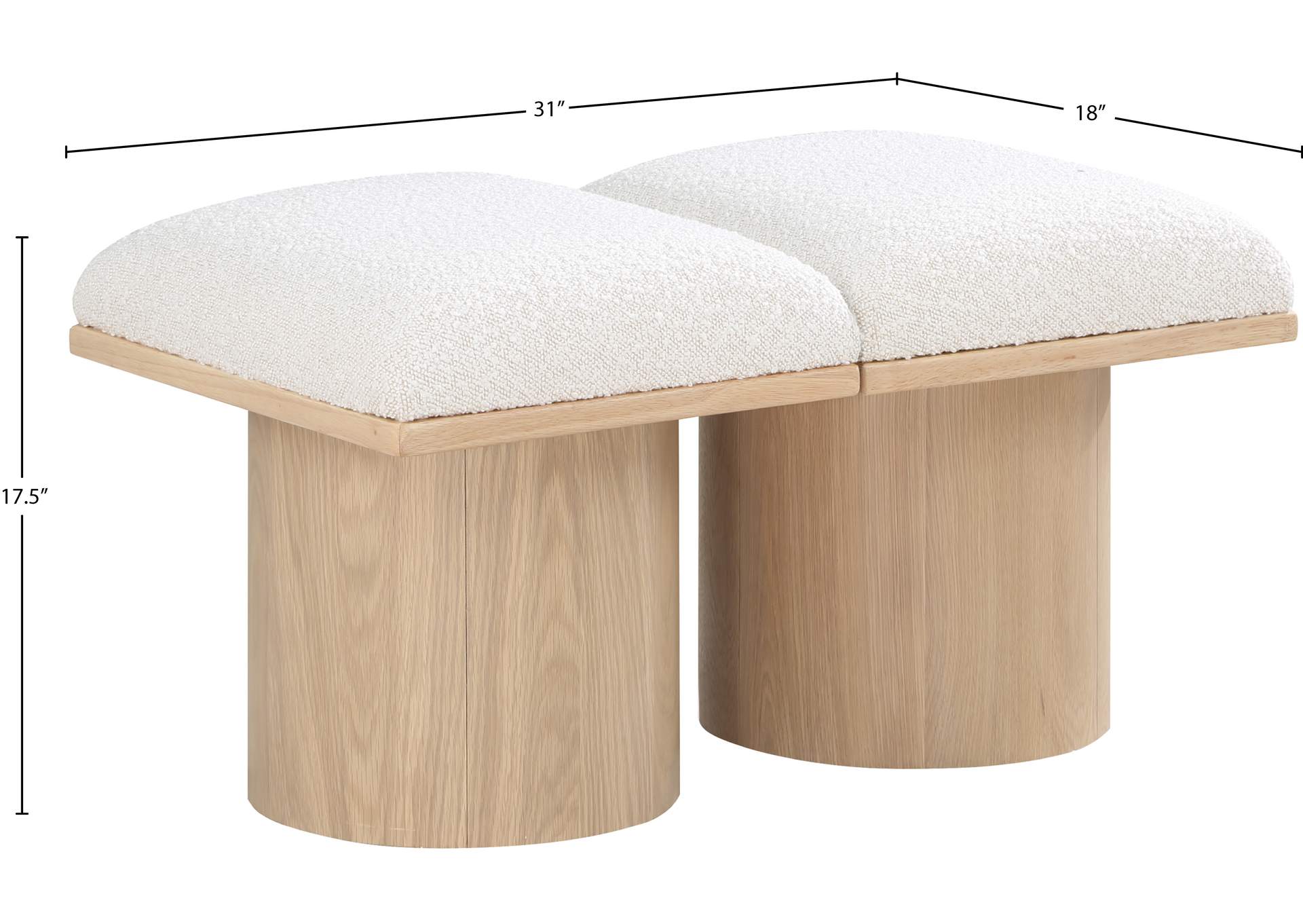 Pavilion Cream Boucle Fabric Bench