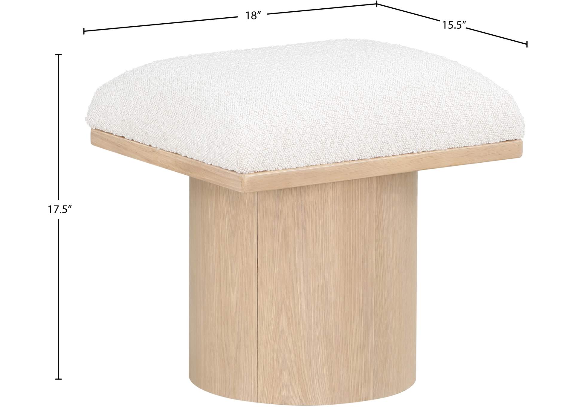Pavilion Cream Boucle Fabric Bench - Stool