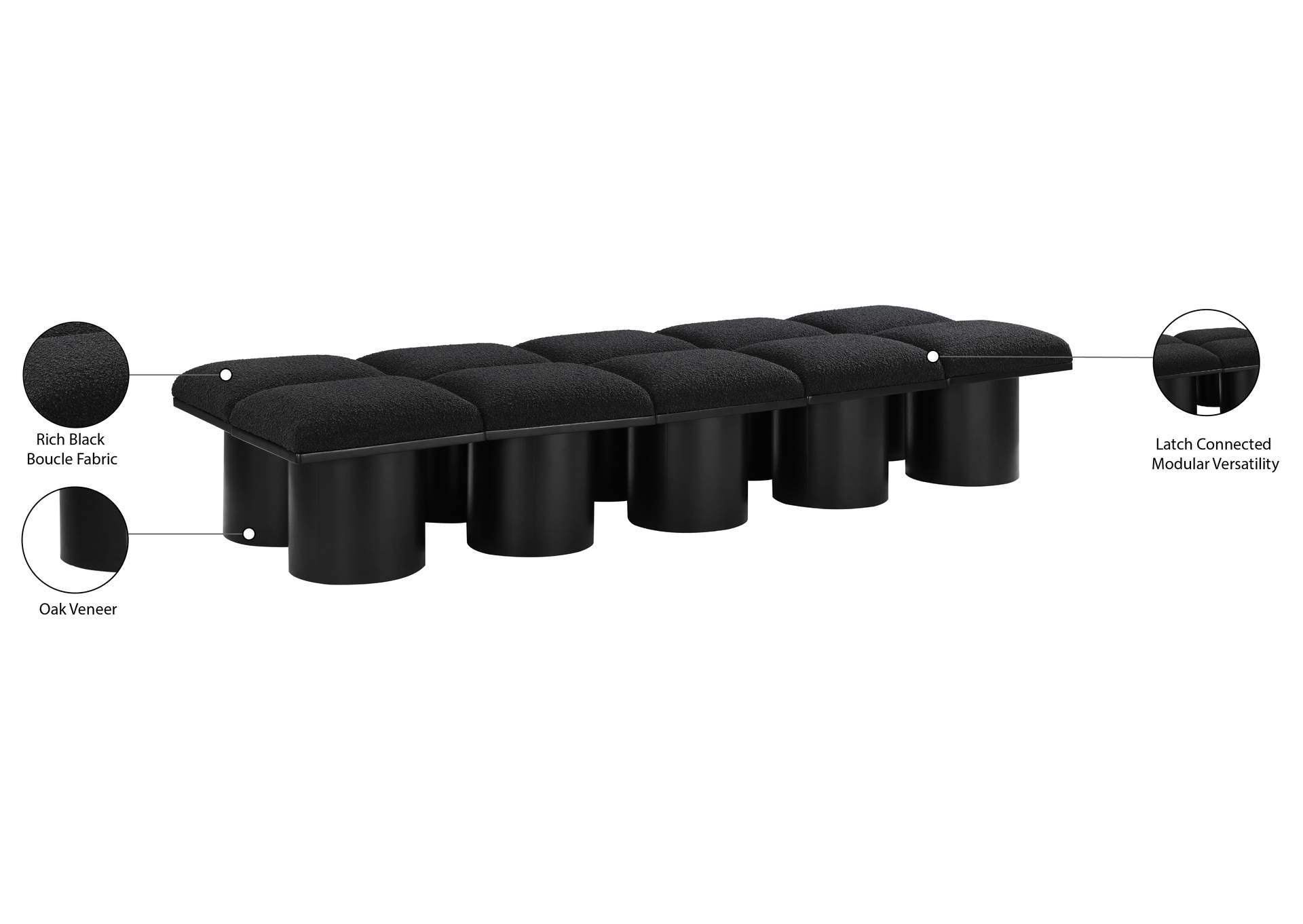 Pavilion Black Boucle Fabric Bench