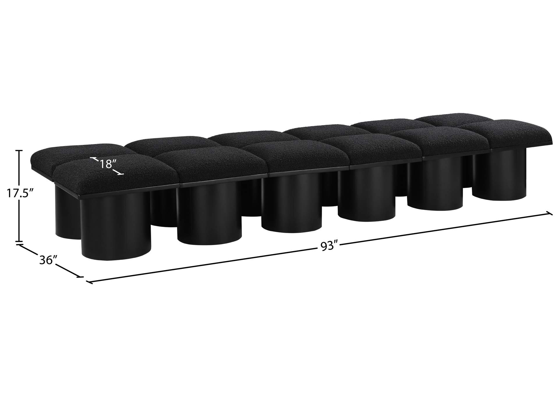 Pavilion Black Boucle Fabric Bench image 7