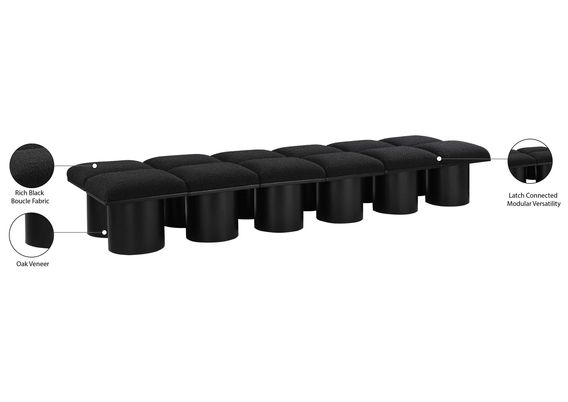 Pavilion Black Boucle Fabric Bench image 8
