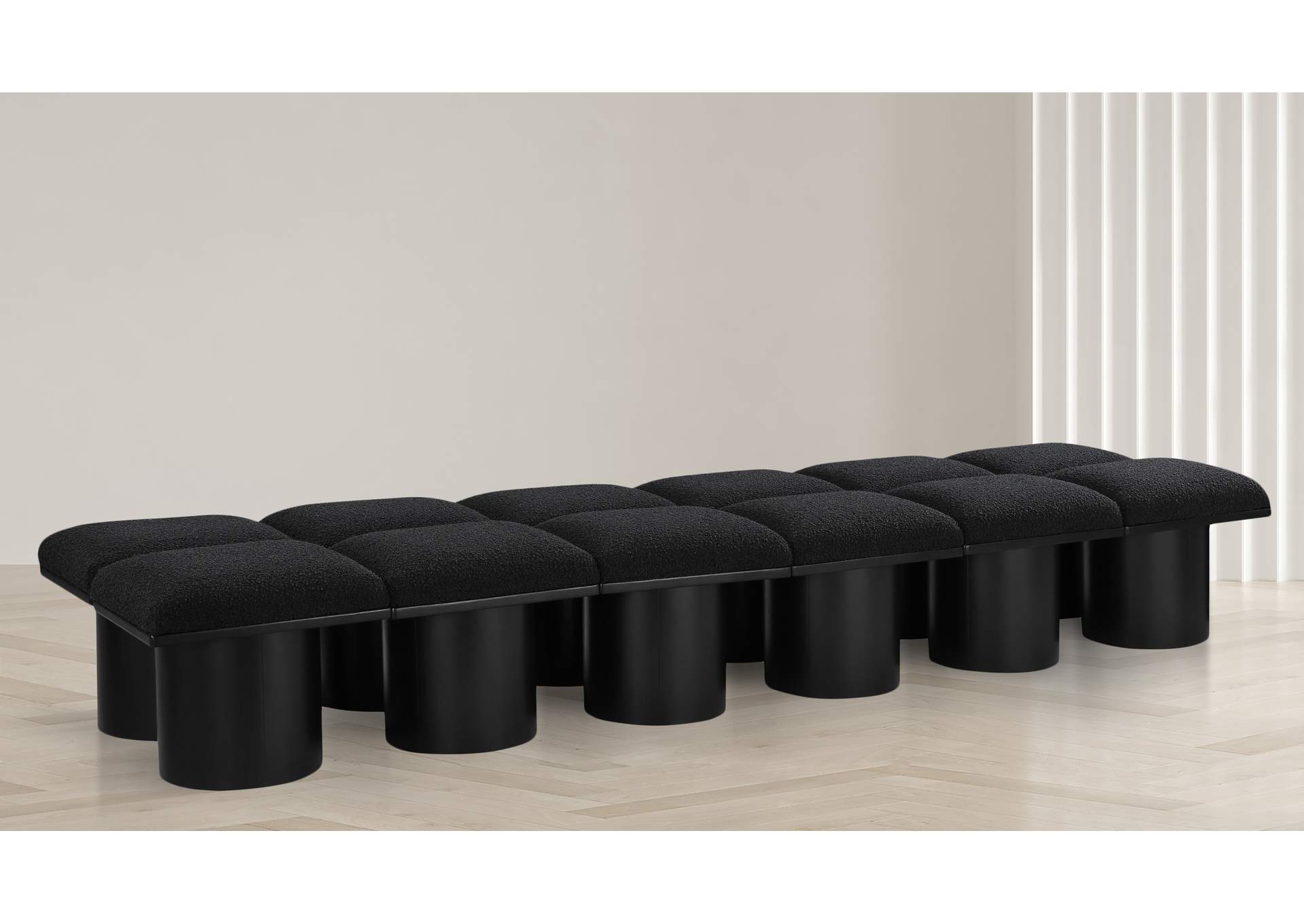 Pavilion Black Boucle Fabric Bench image 3