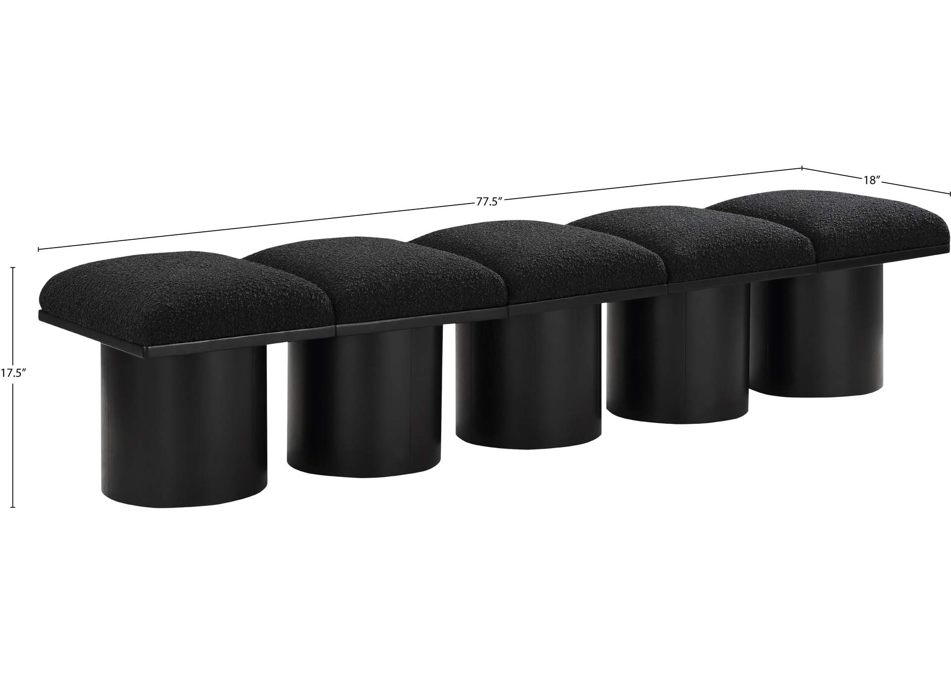 Pavilion Black Boucle Fabric Bench image 7