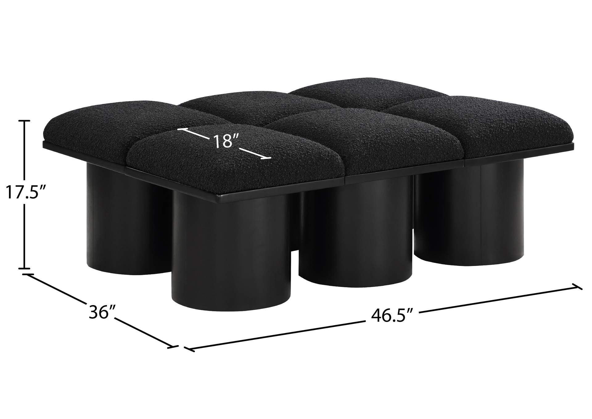 Pavilion Black Boucle Fabric Bench image 8