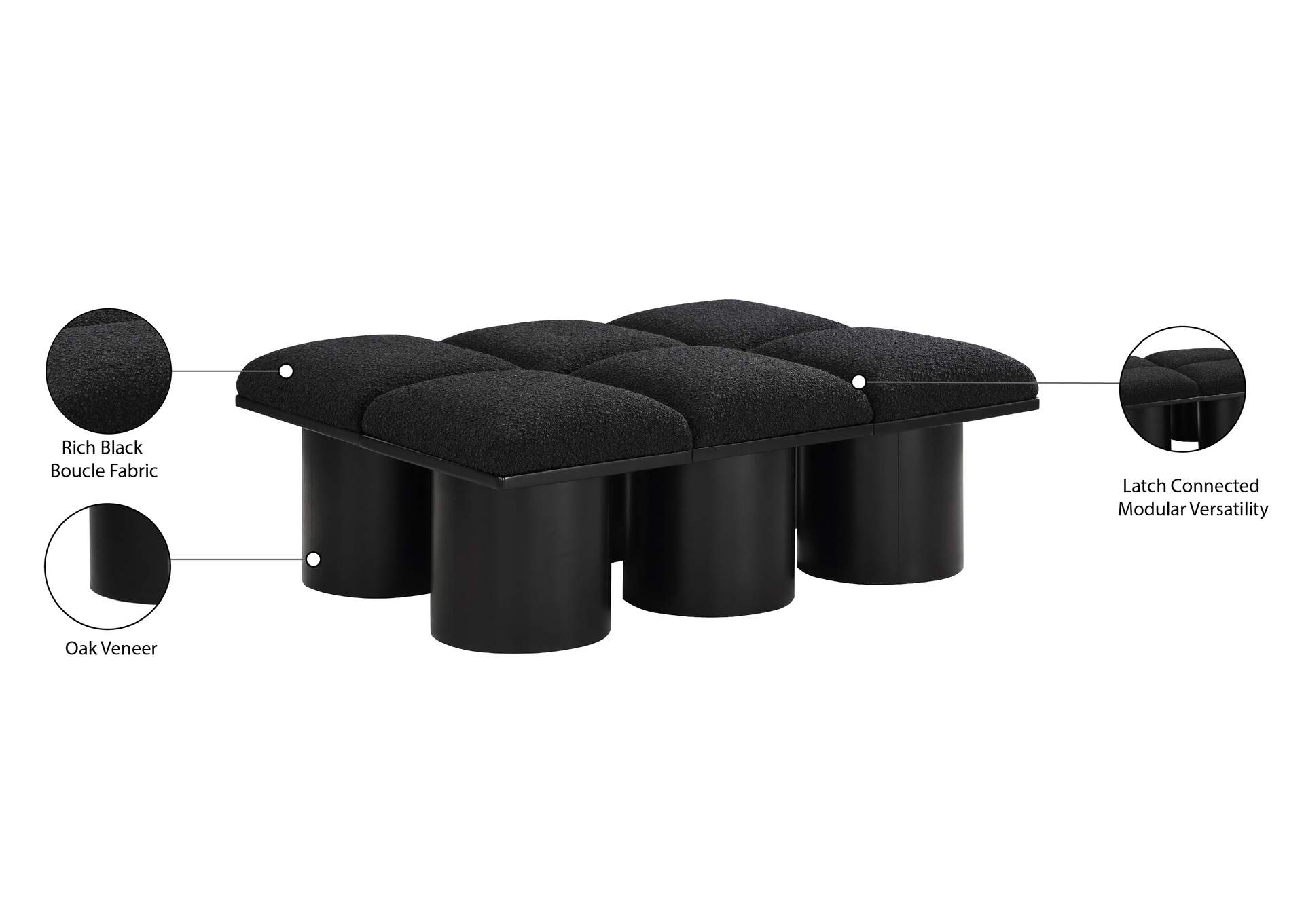 Pavilion Black Boucle Fabric Bench image 9