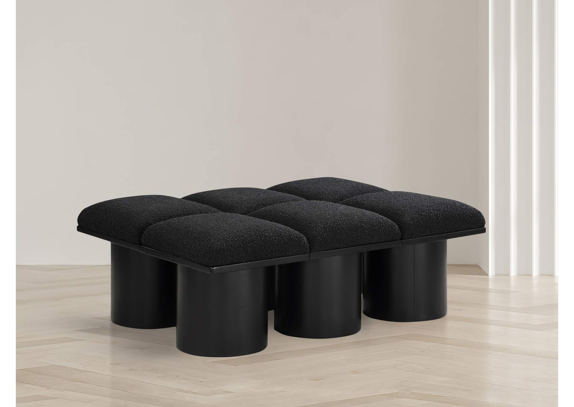 Pavilion Black Boucle Fabric Bench image 3