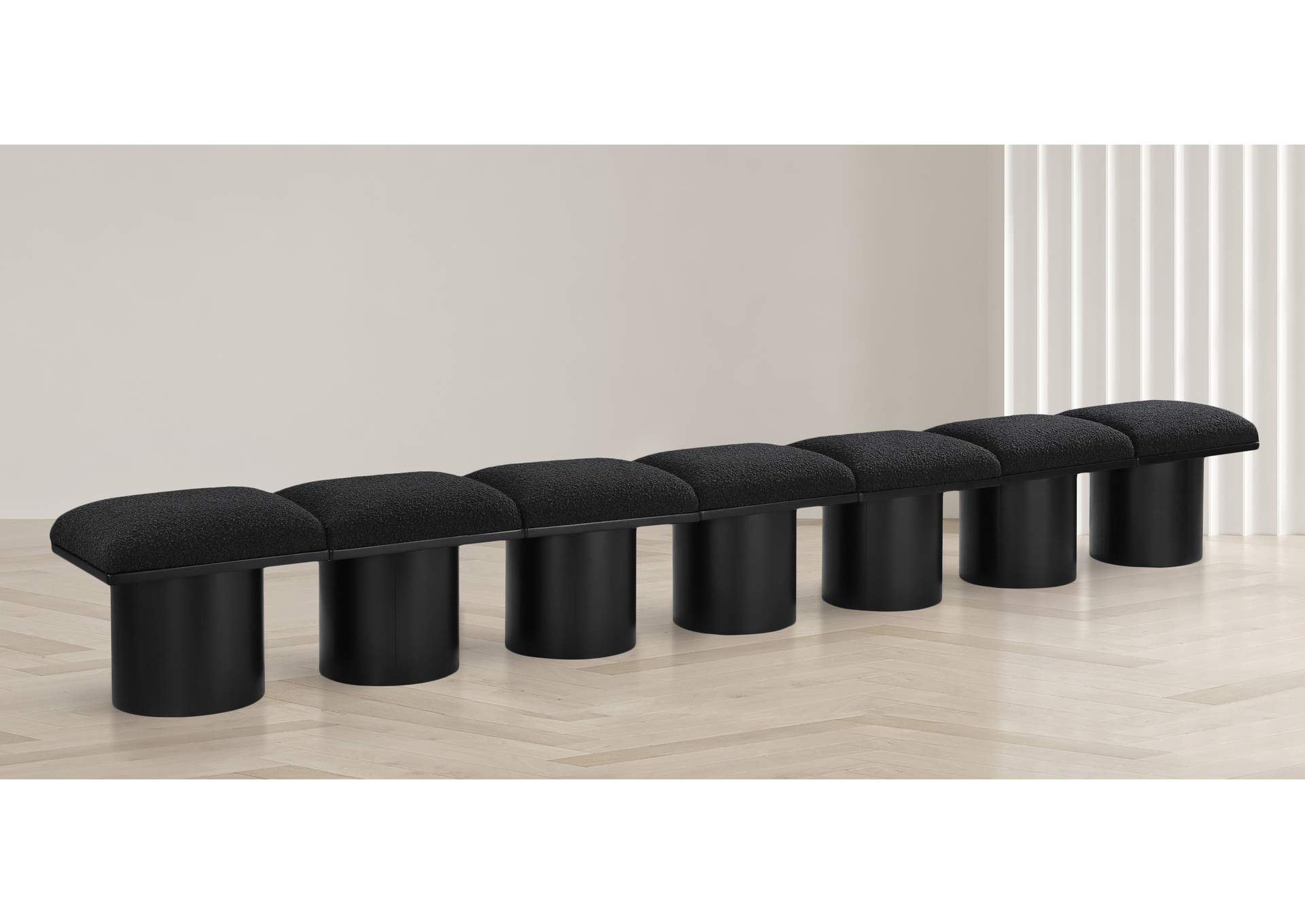 Pavilion Black Boucle Fabric Bench