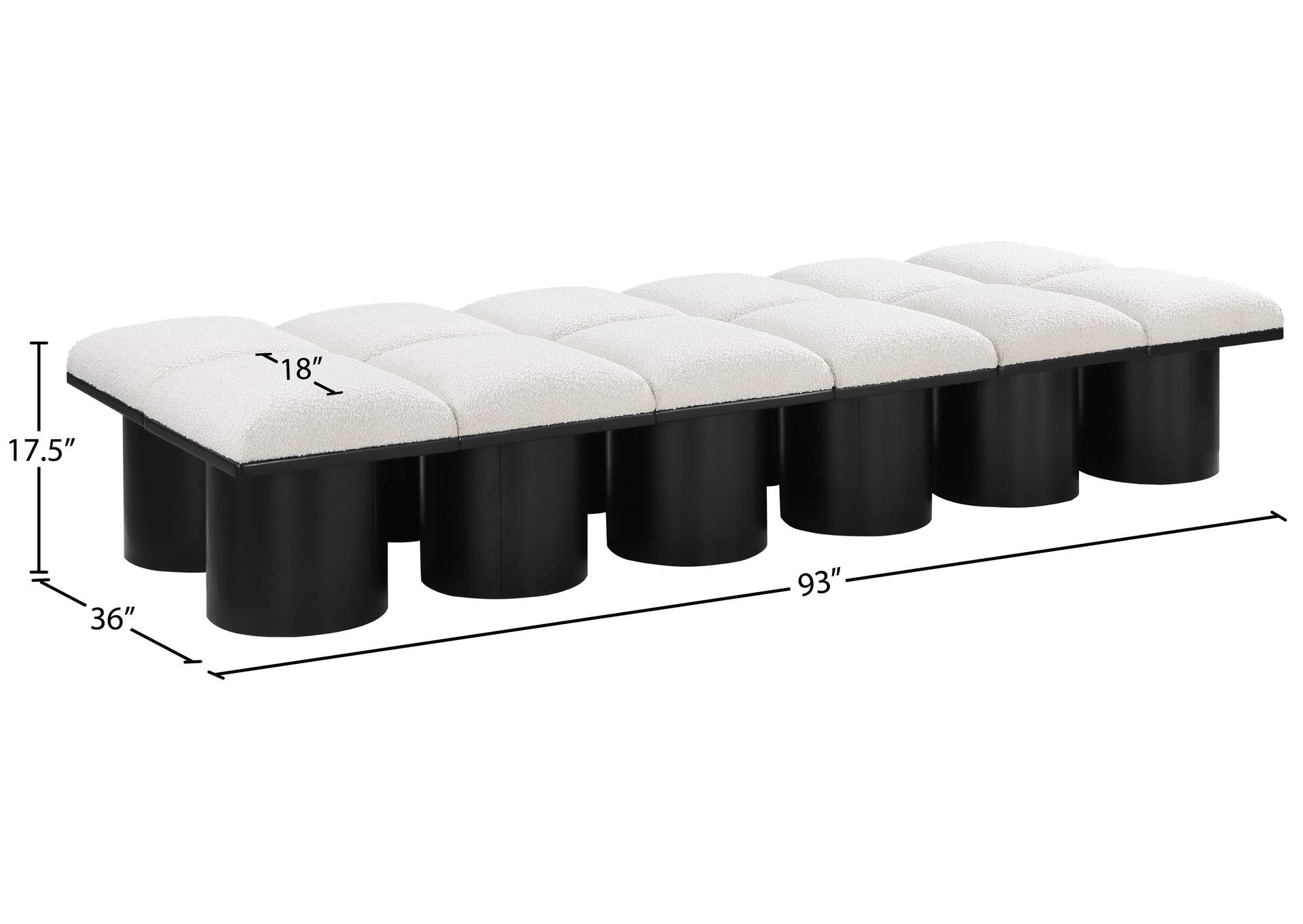 Pavilion Cream Boucle Fabric Bench