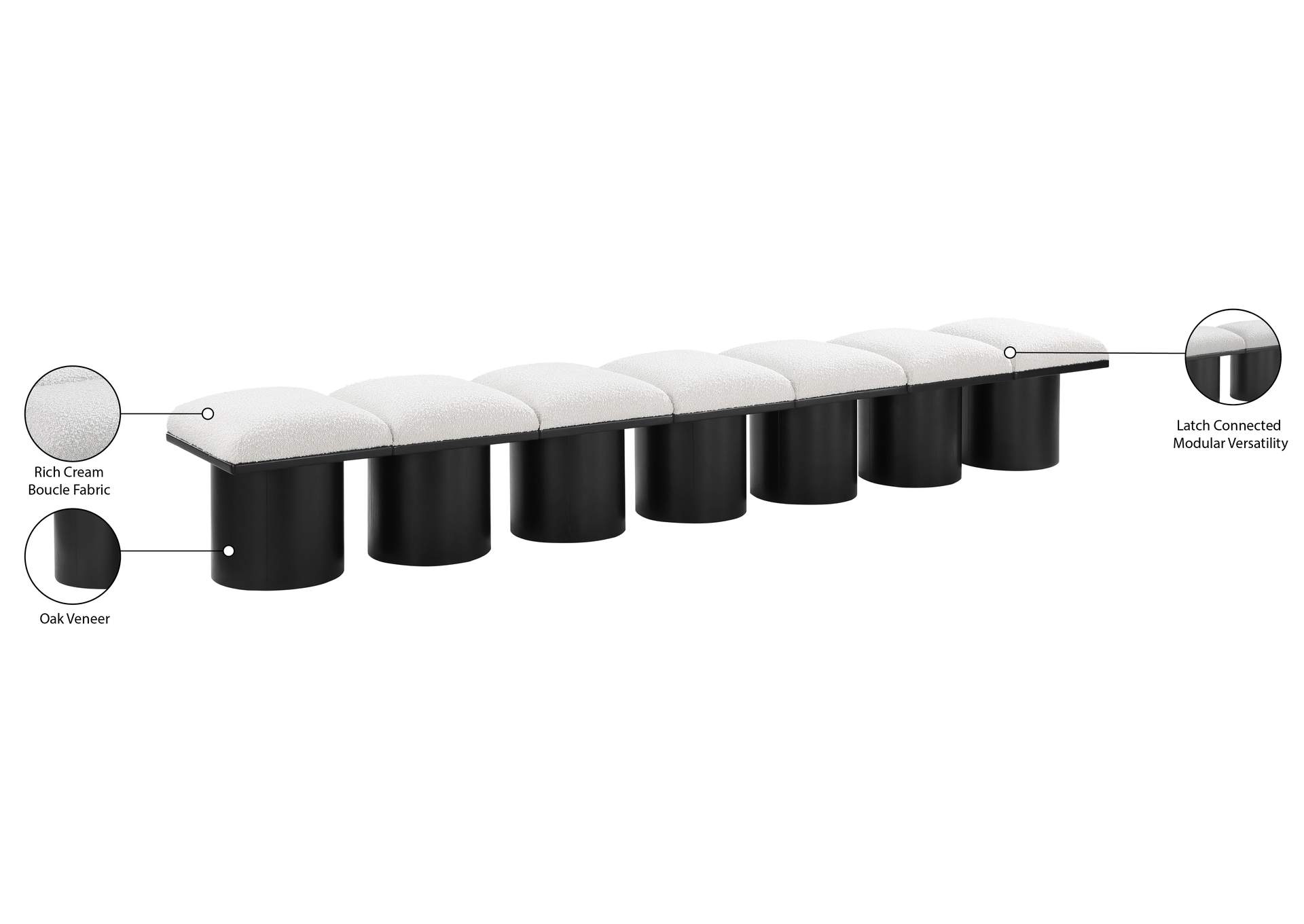 Pavilion Cream Boucle Fabric Bench