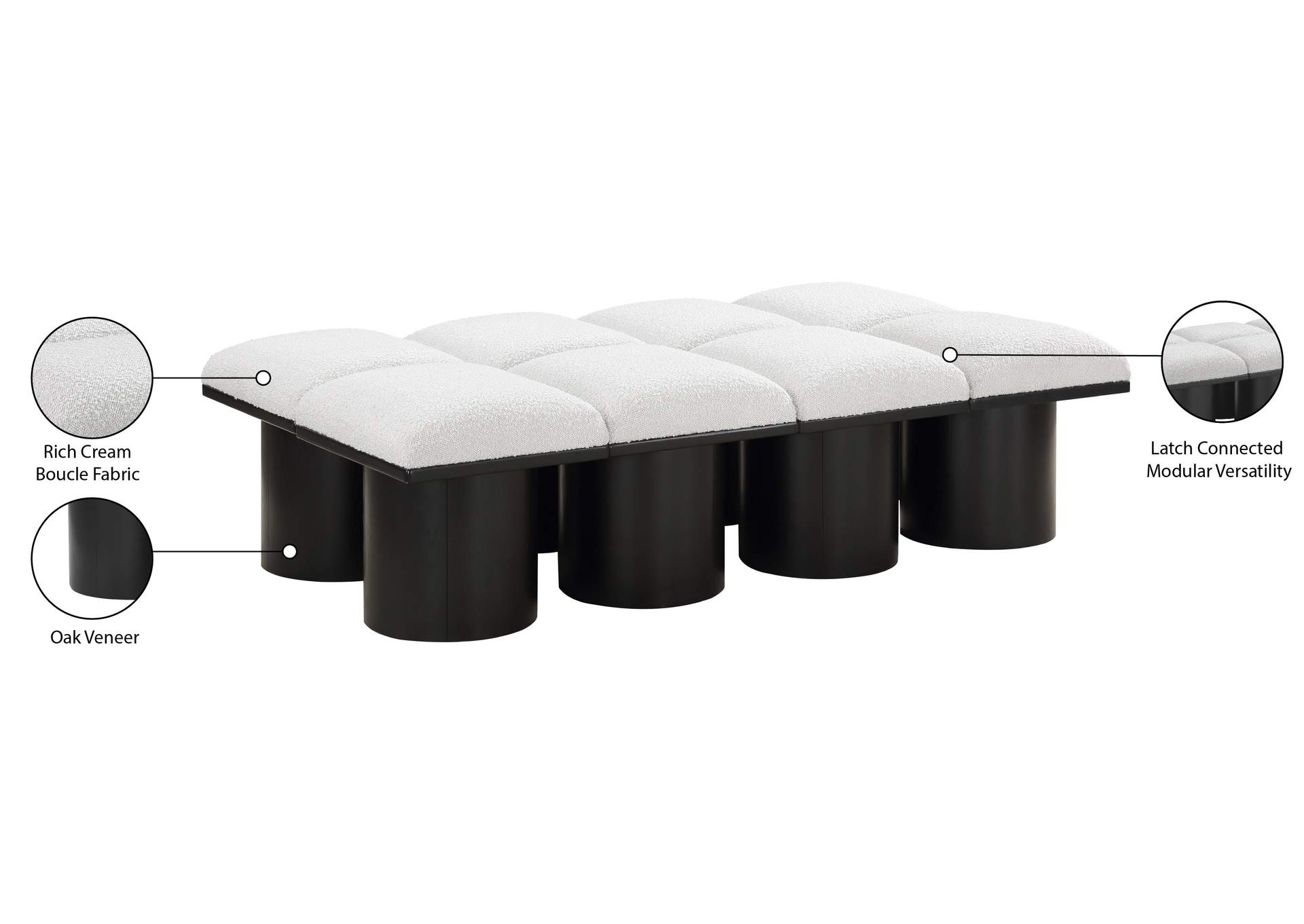 Pavilion Cream Boucle Fabric Bench image 9