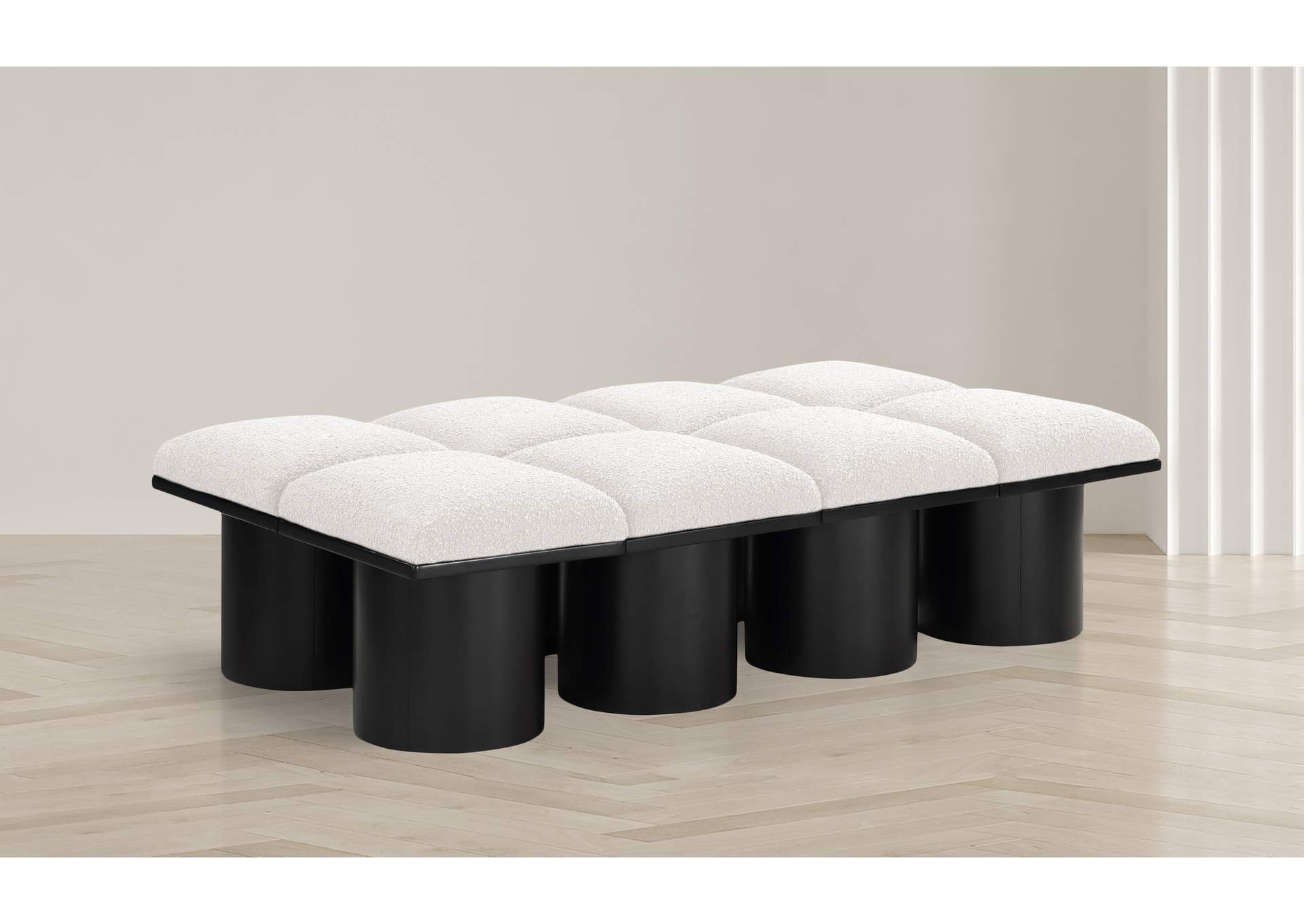 Pavilion Cream Boucle Fabric Bench image 3