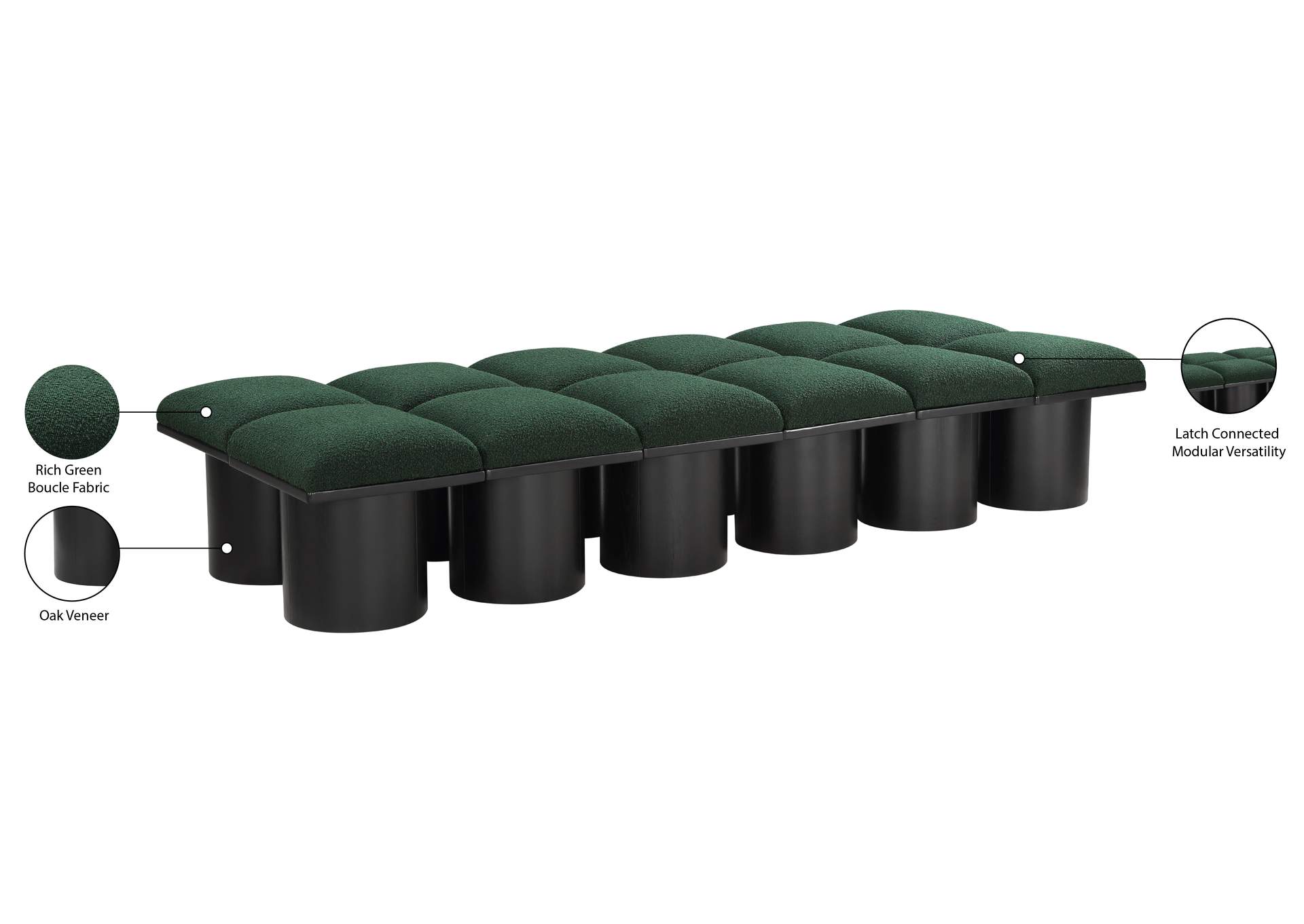 Pavilion Green Boucle Fabric Bench image 9