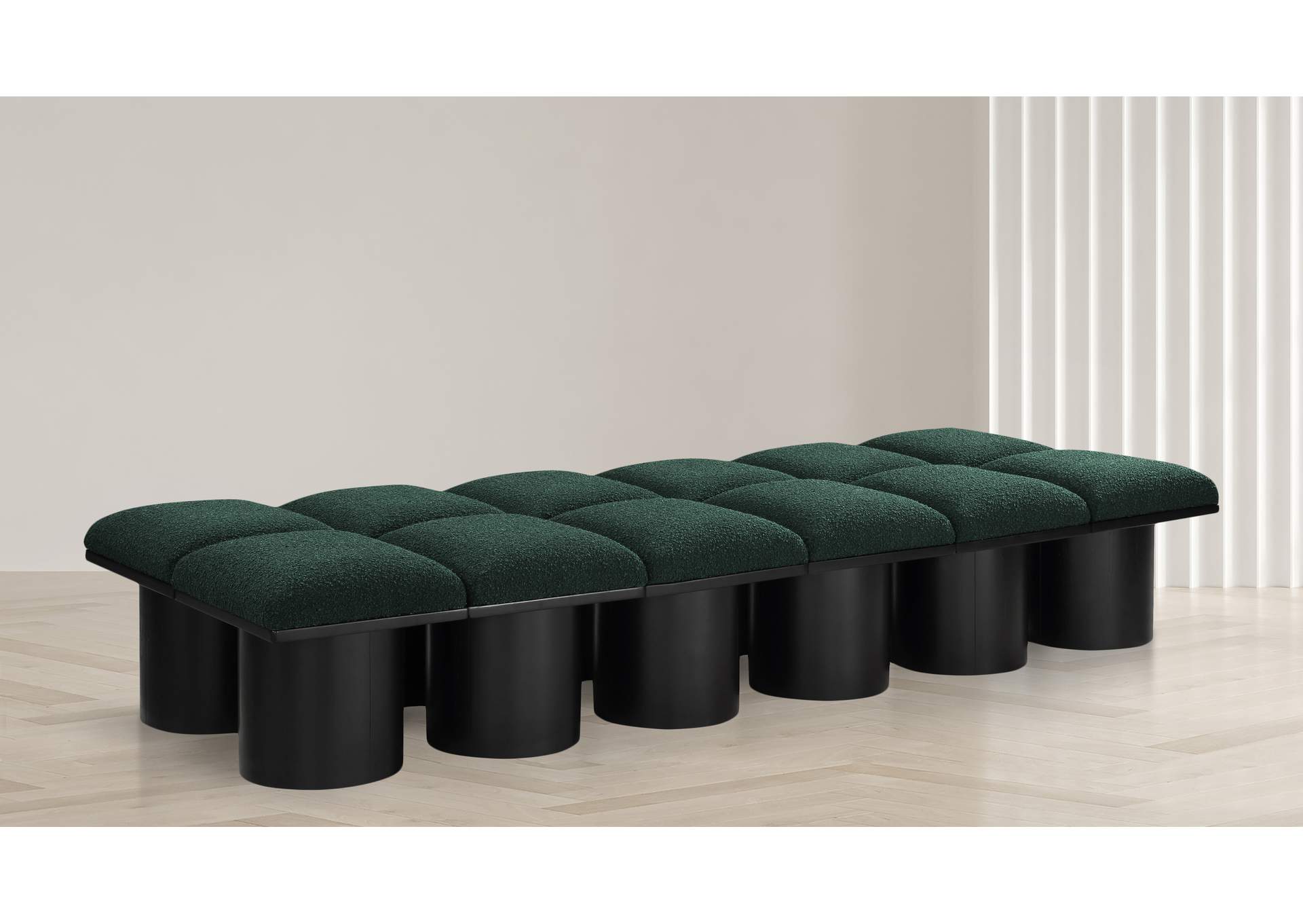 Pavilion Green Boucle Fabric Bench image 3