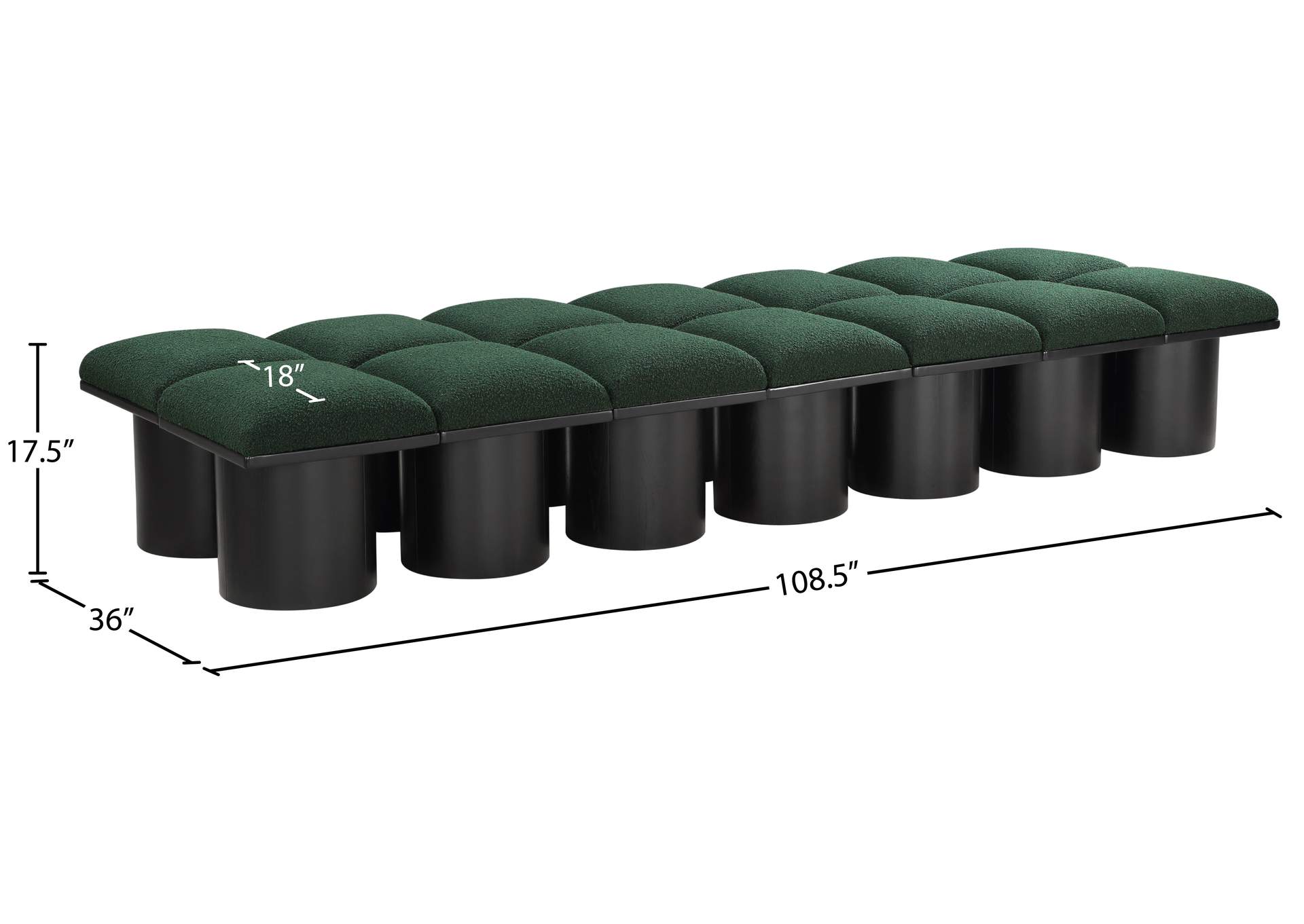 Pavilion Green Boucle Fabric Bench