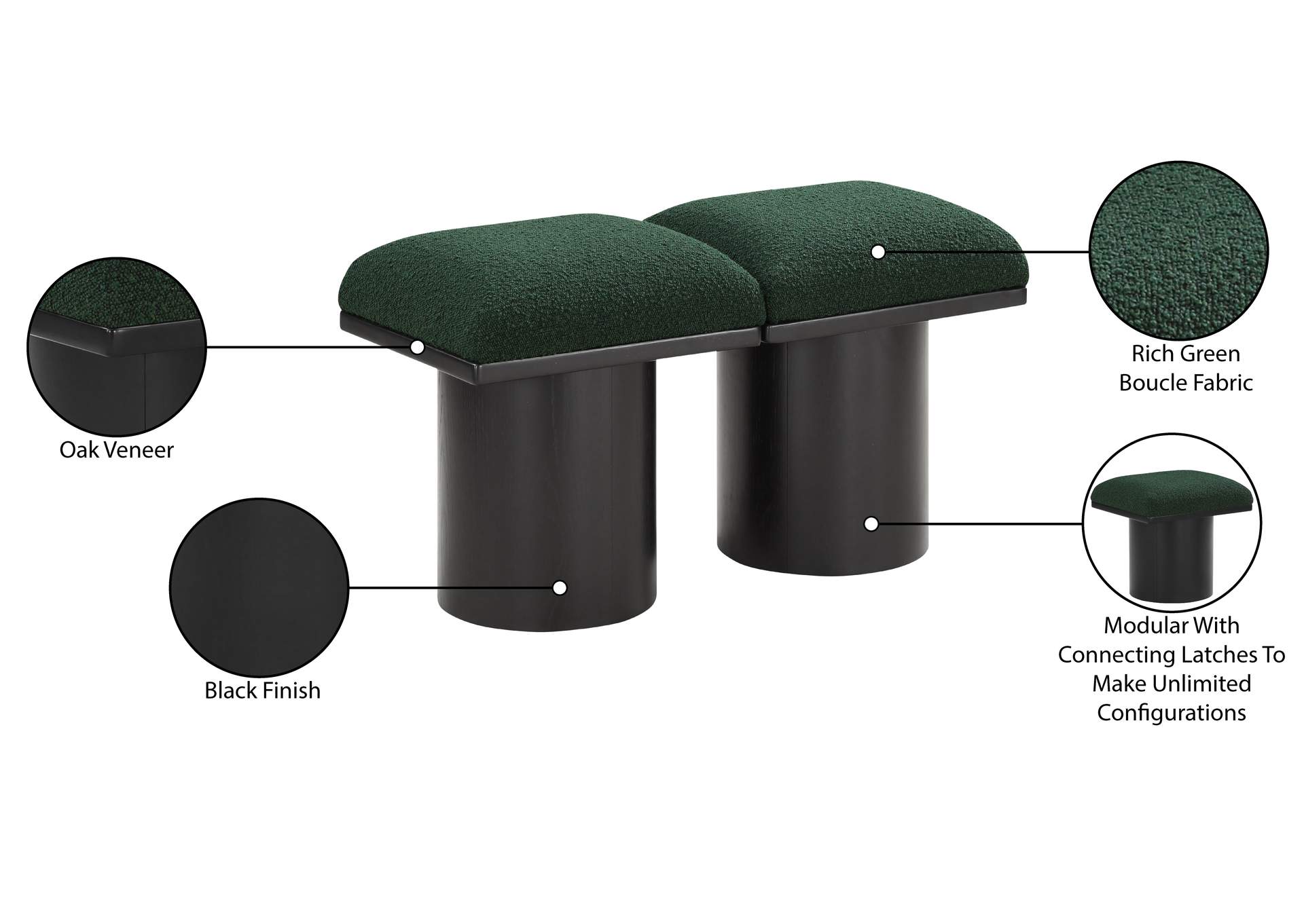 Pavilion Green Boucle Fabric Bench image 9