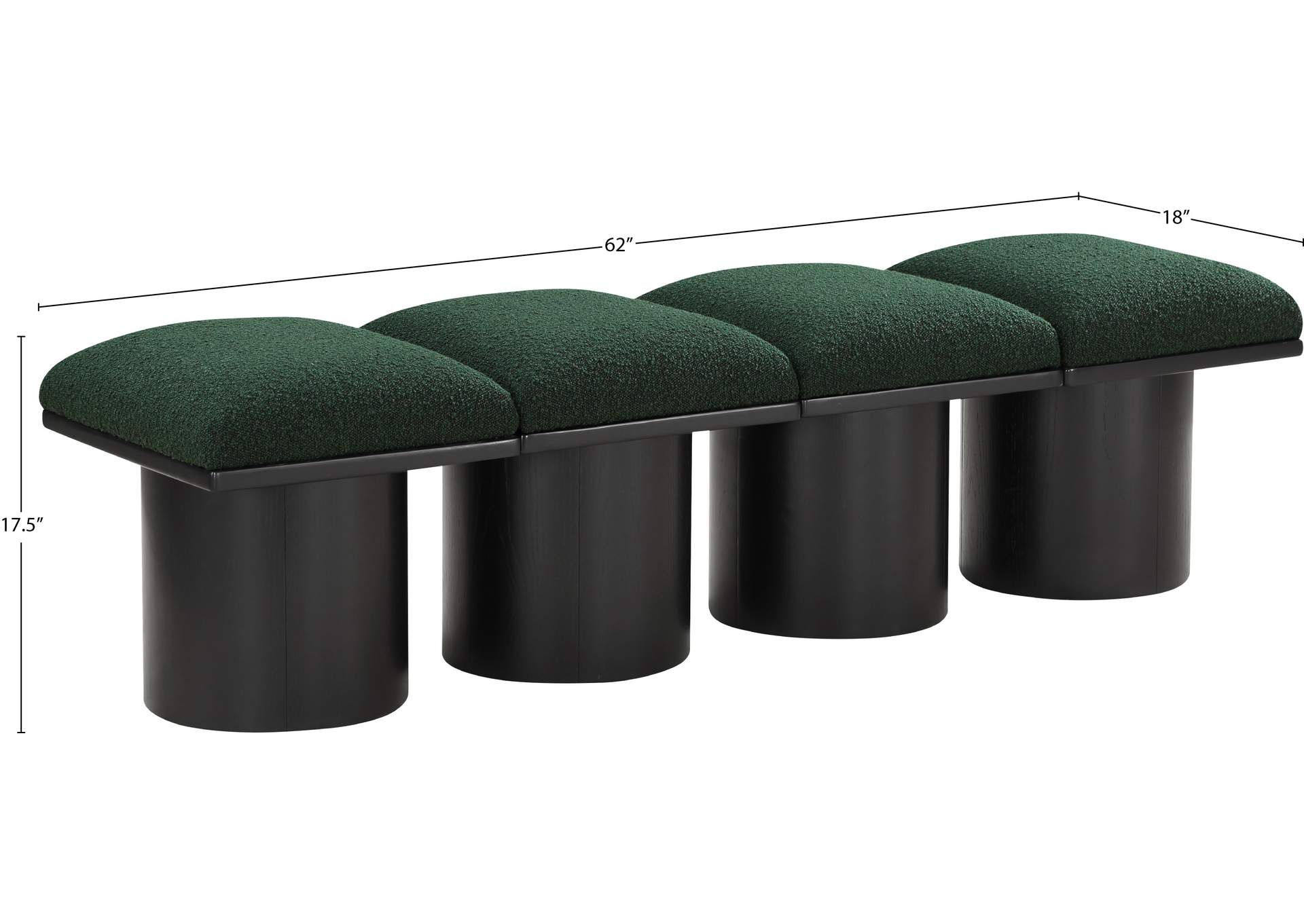 Pavilion Green Boucle Fabric Bench image 7