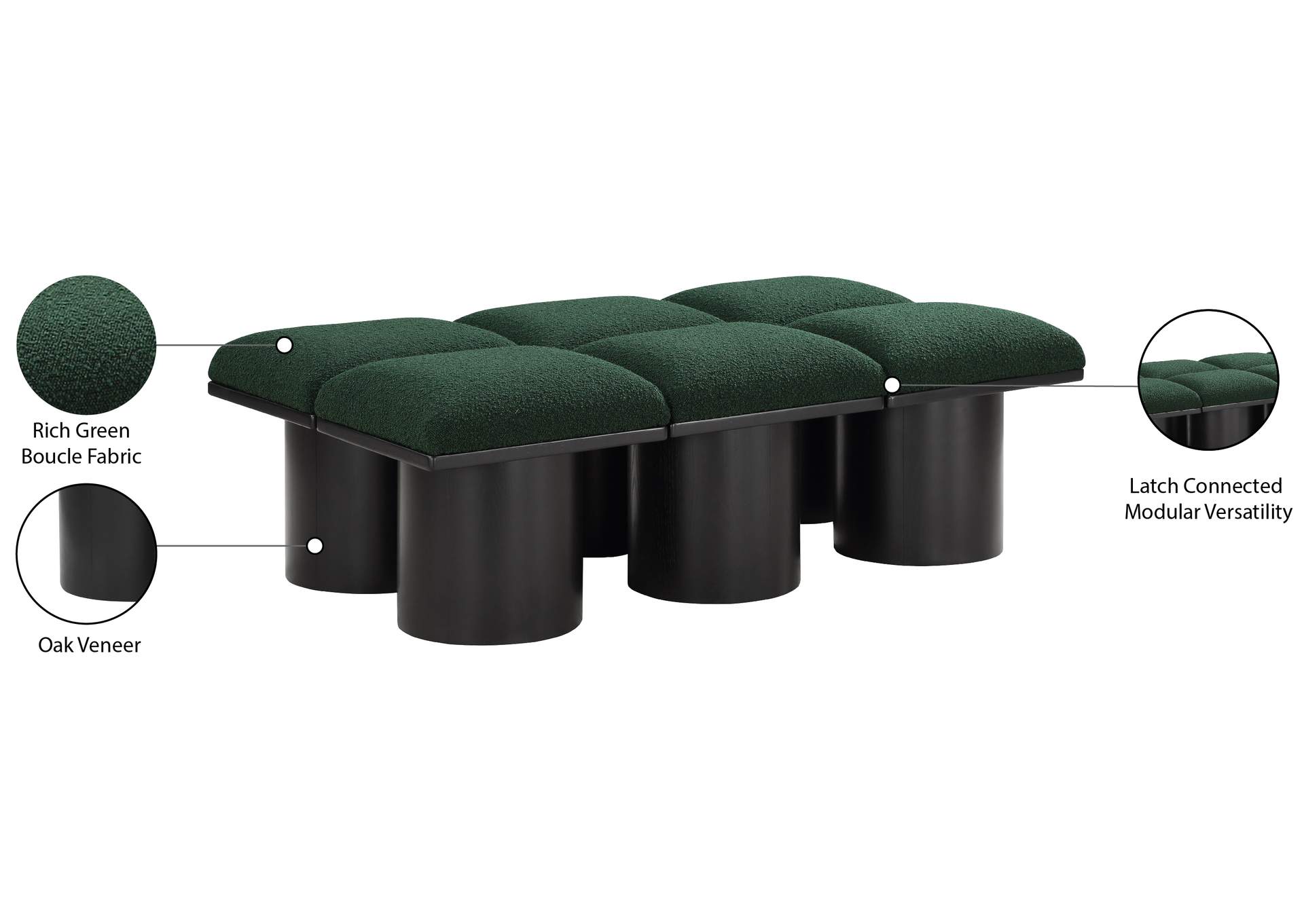 Pavilion Green Boucle Fabric Bench image 8