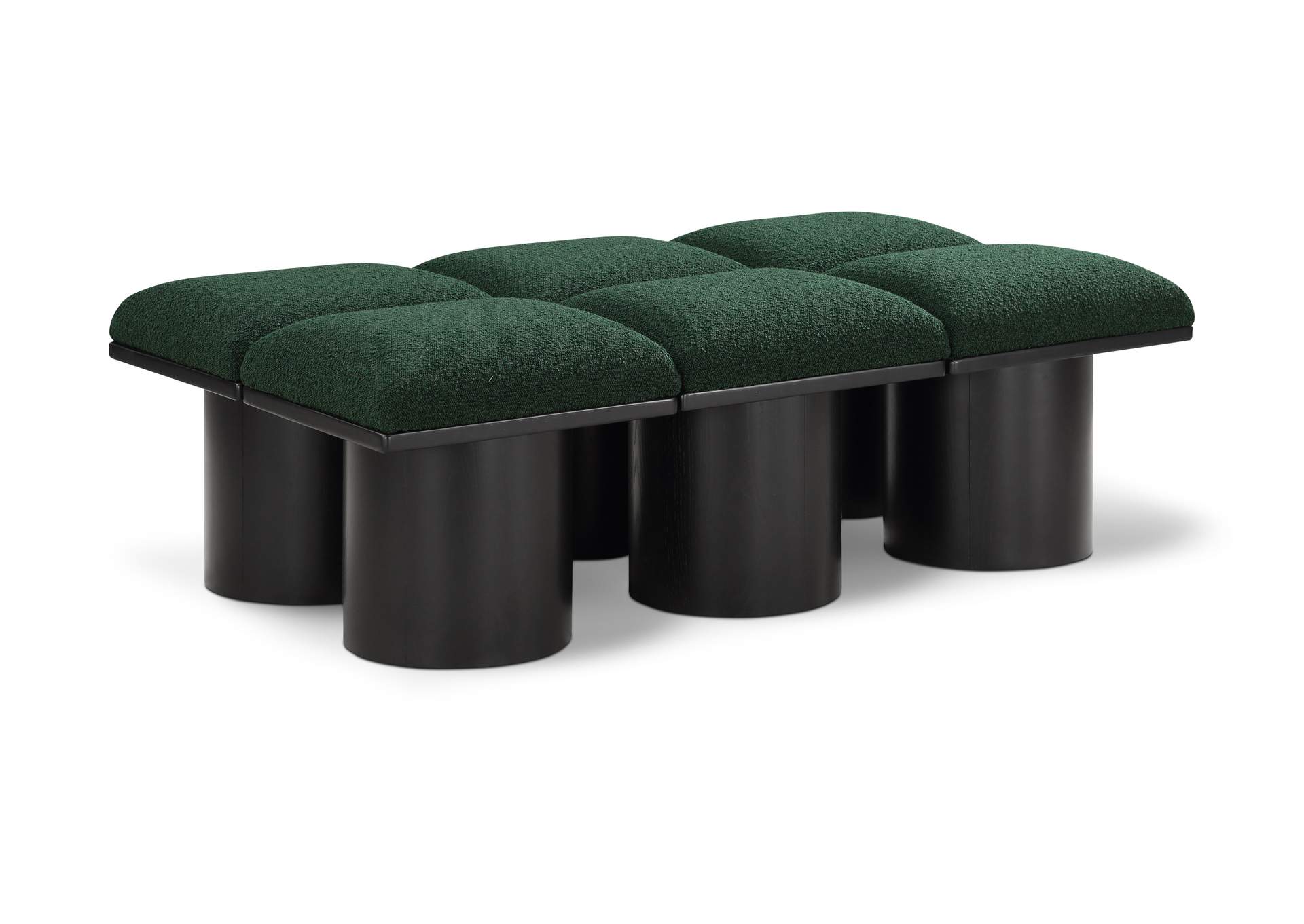 Pavilion Green Boucle Fabric Bench image 1