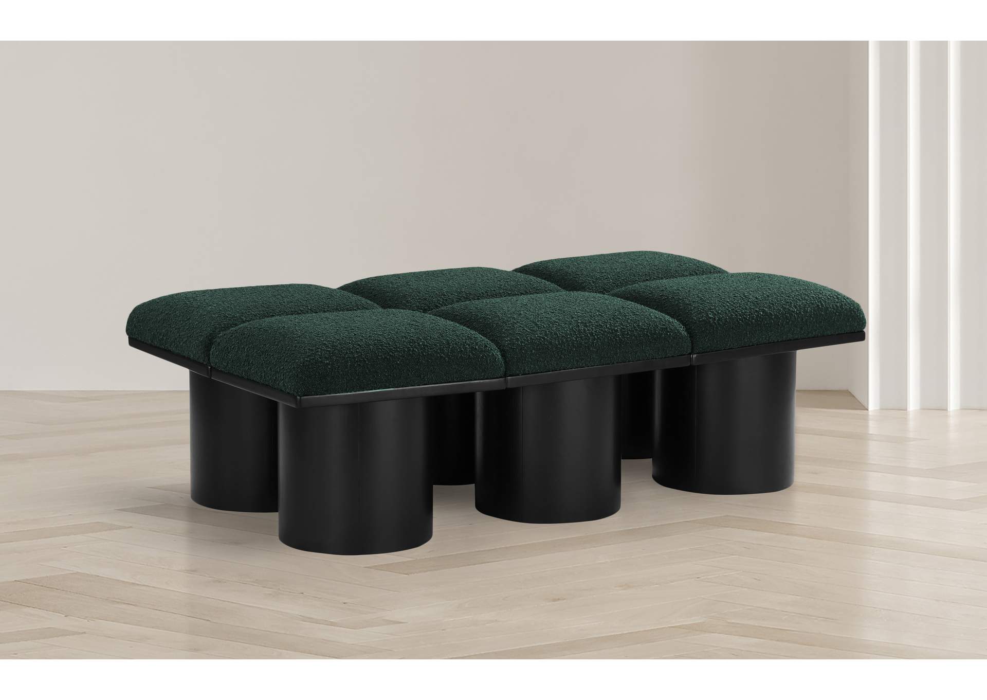 Pavilion Green Boucle Fabric Bench image 3