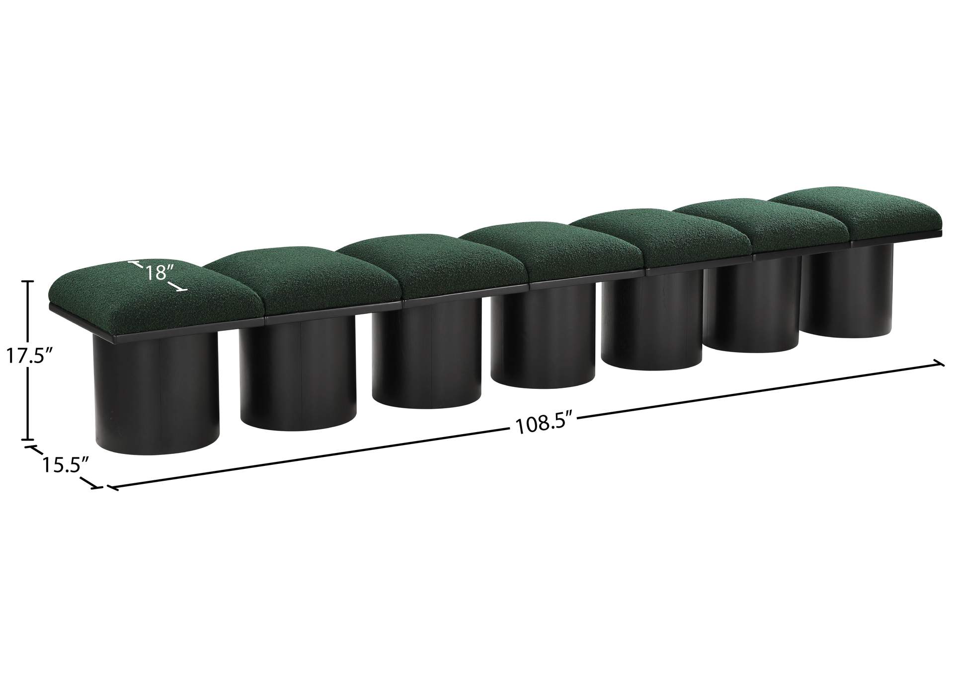 Pavilion Green Boucle Fabric Bench image 7