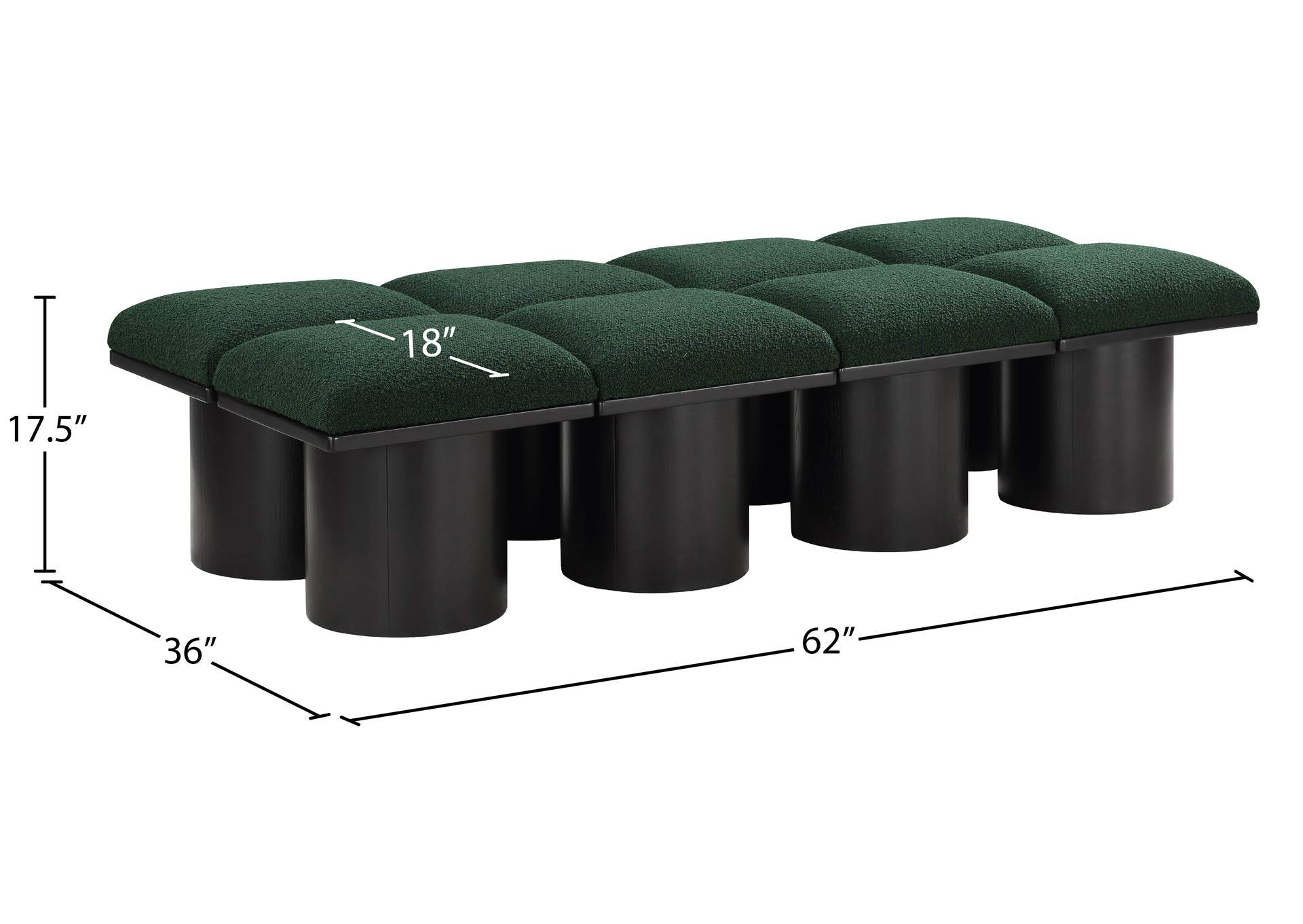 Pavilion Green Boucle Fabric Bench image 7