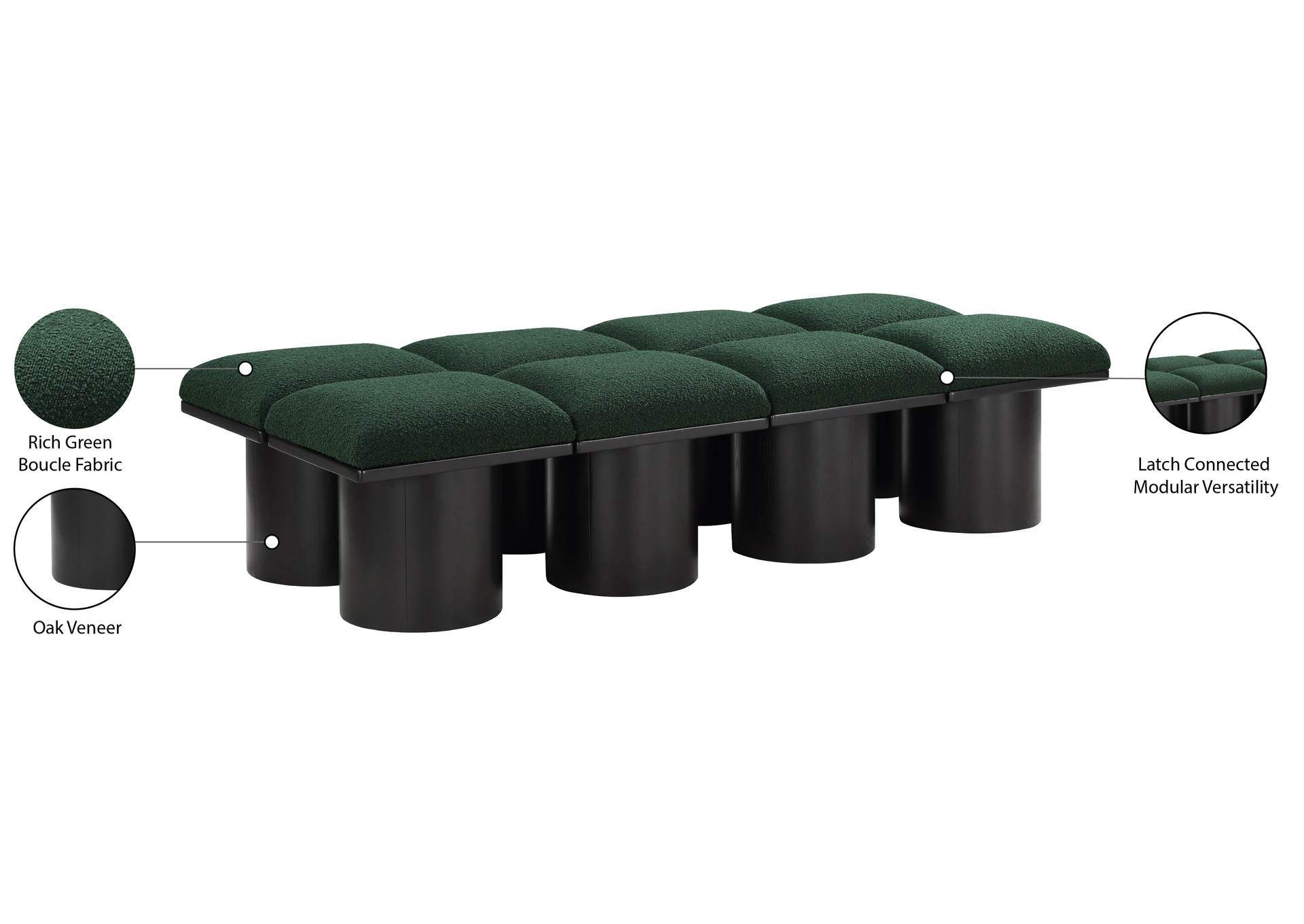 Pavilion Green Boucle Fabric Bench image 8
