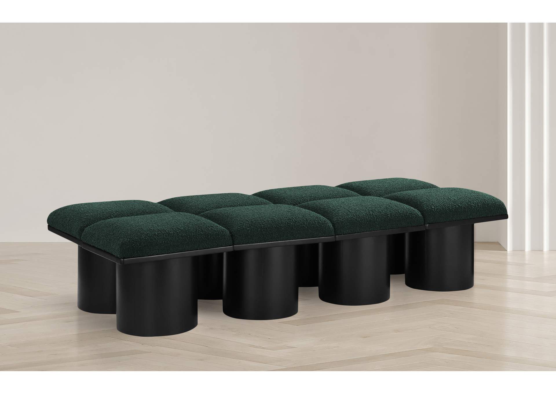 Pavilion Green Boucle Fabric Bench image 3