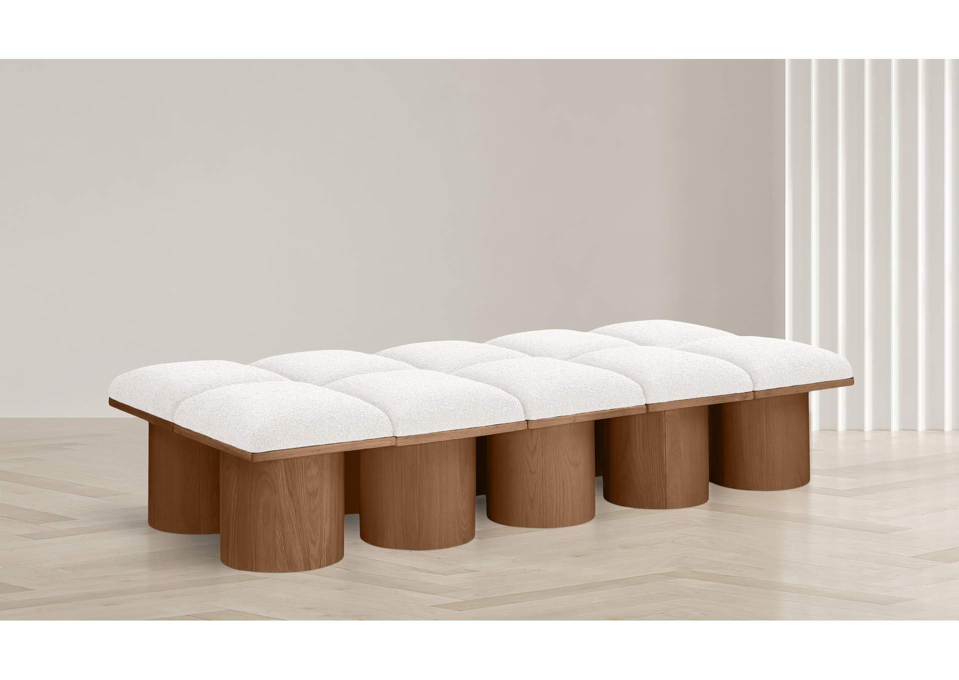 Pavilion Cream Boucle Fabric Bench