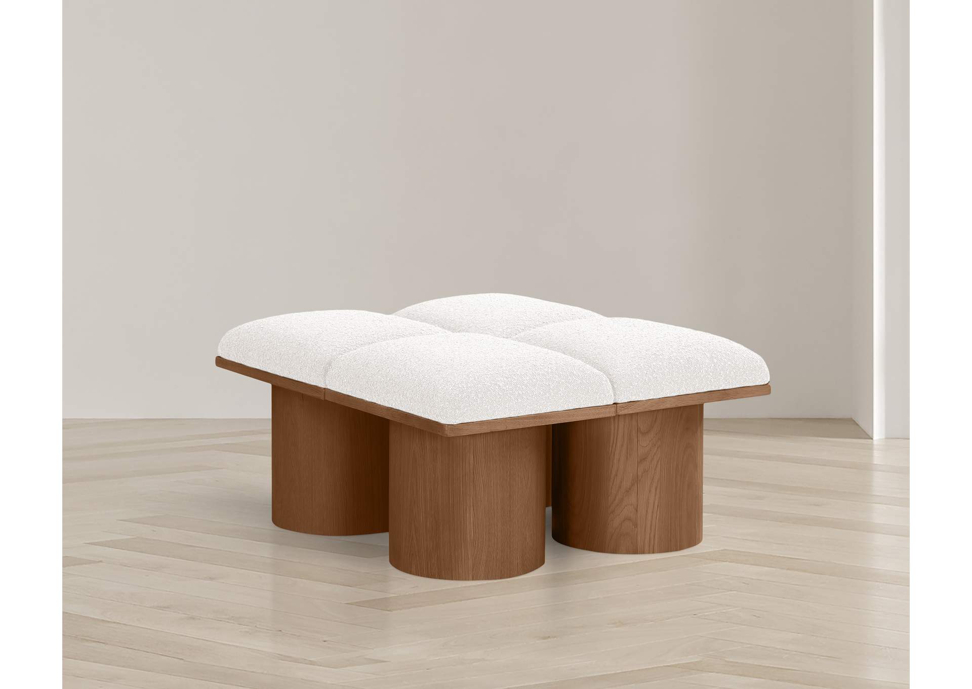 Pavilion Cream Boucle Fabric Bench