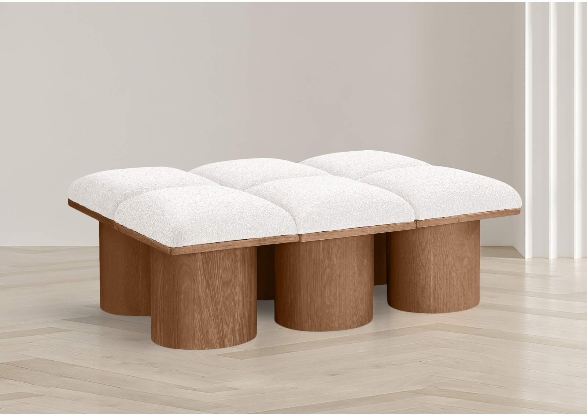 Pavilion Cream Boucle Fabric Bench