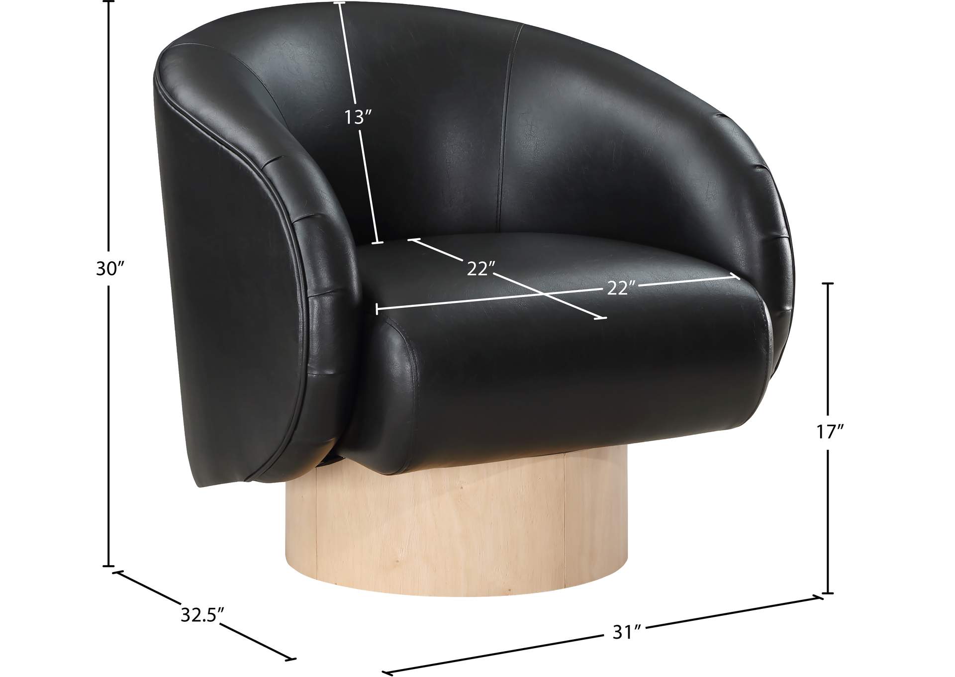 Gibson Black Vegan Leather Swivel Accent Chair