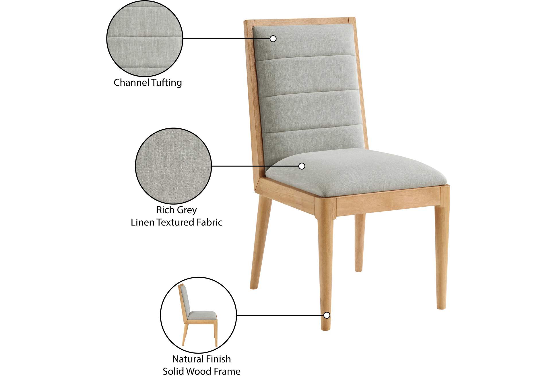 Bristol Grey Linen Textured Fabric Dining Chair