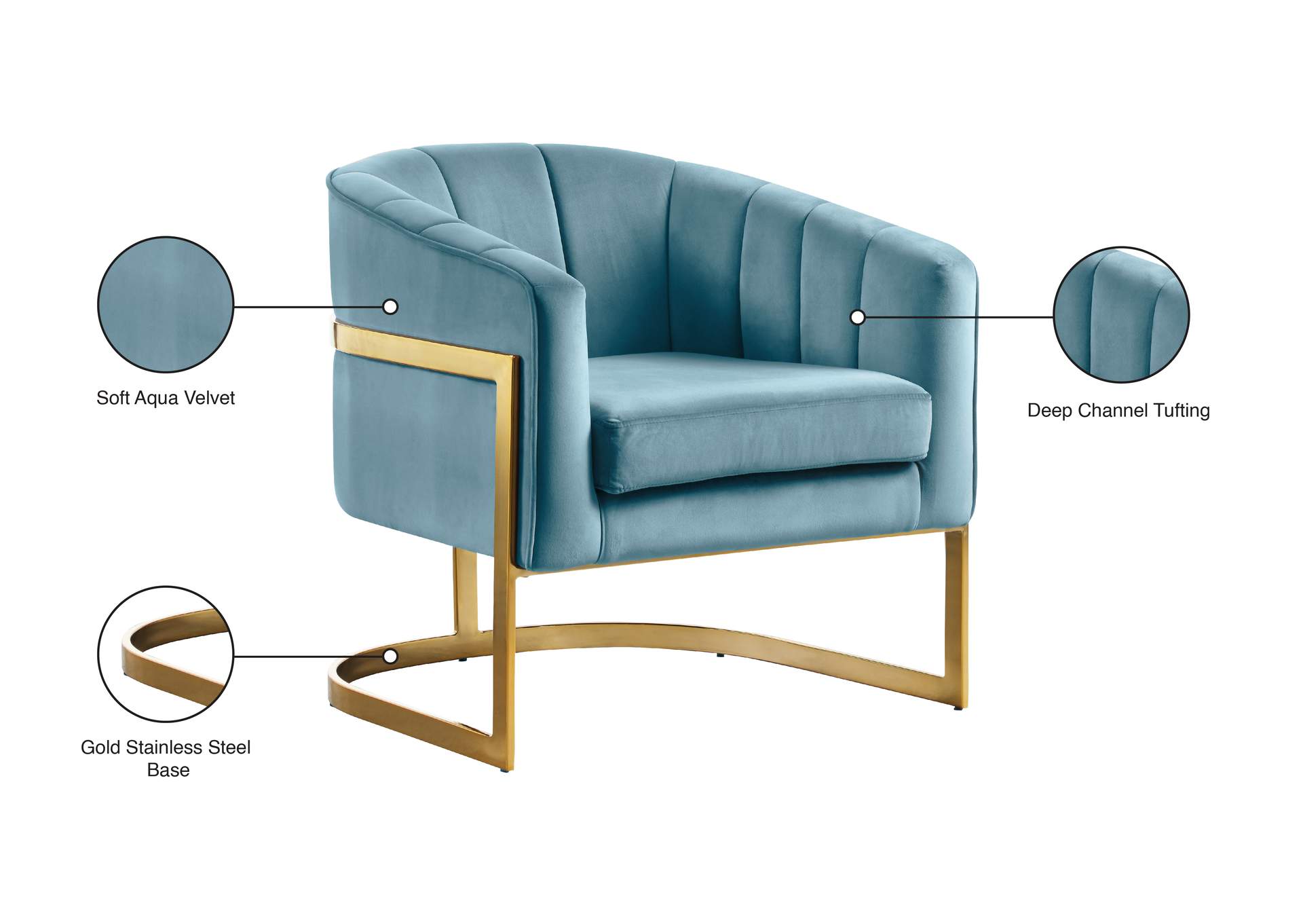 Carter Aqua Velvet Accent Chair