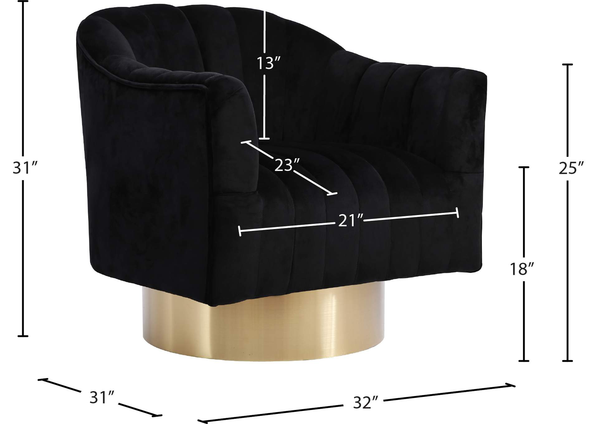 Farrah Black Velvet Accent Chair