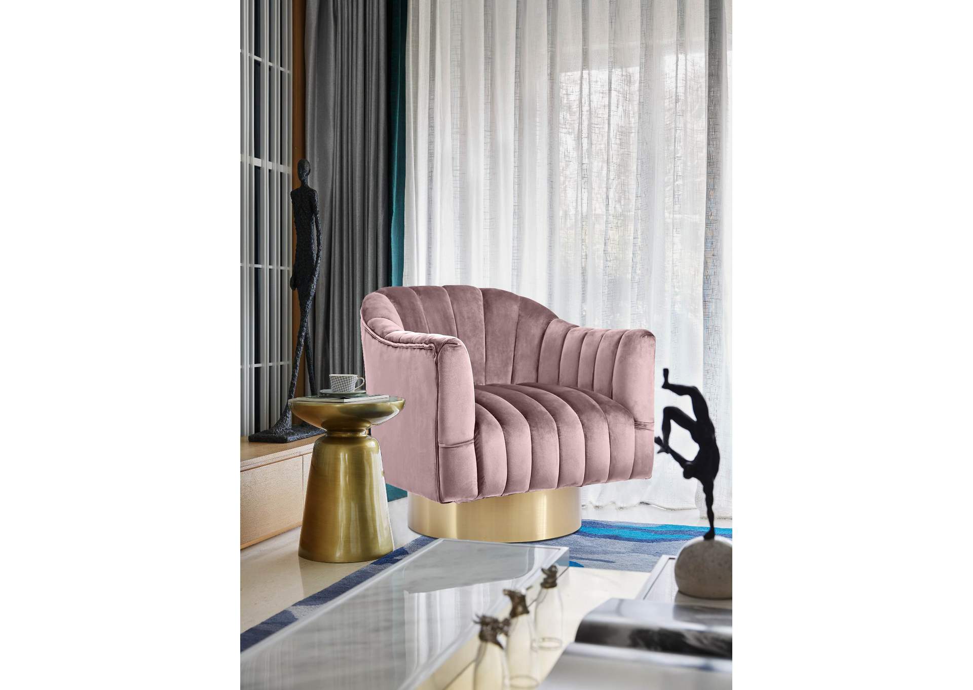 Farrah Pink Velvet Accent Chair