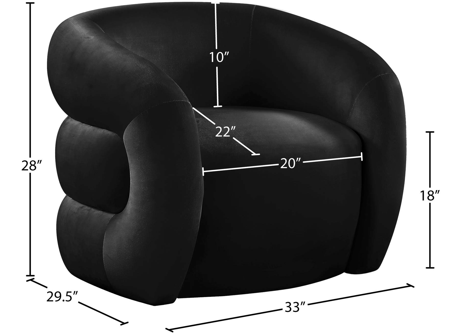 Roxbury Black Velvet Accent Chair